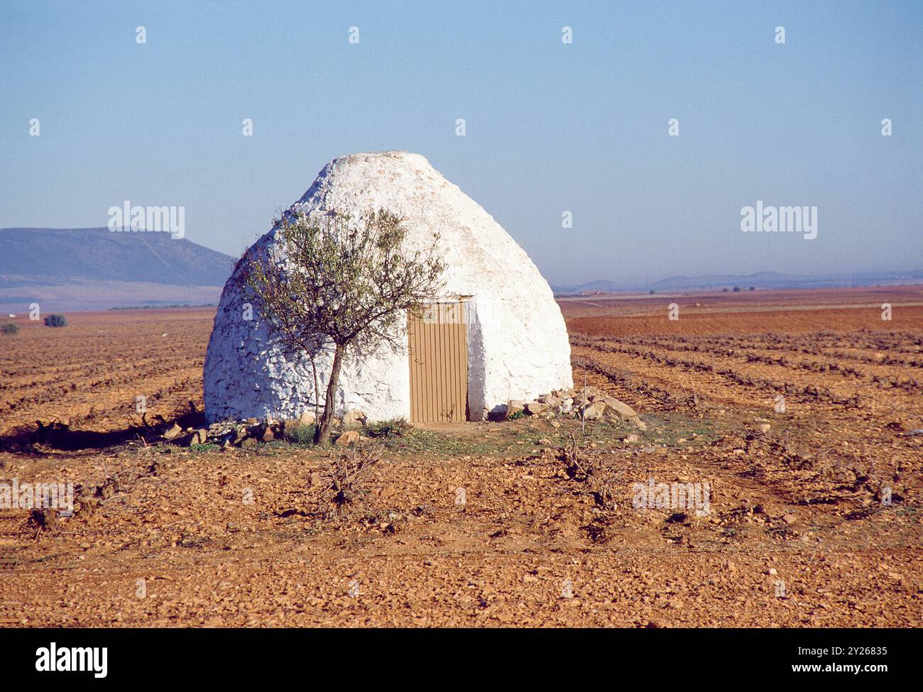 Manchego Bombo, l'architecture traditionnelle. Ciudad Real province, Castilla La Mancha, Espagne. Banque D'Images