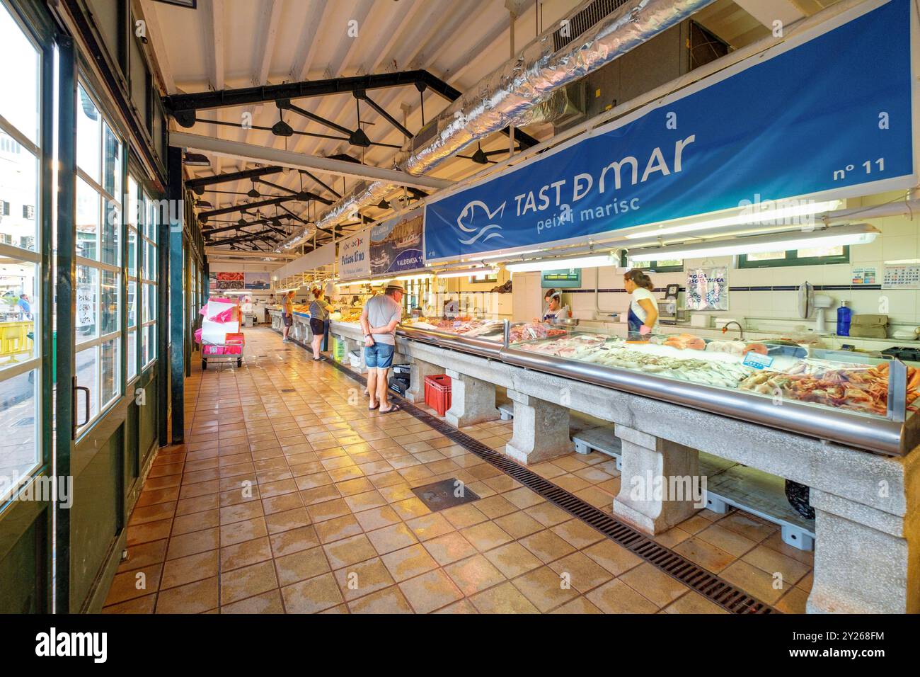 Marché aux poissons, Mahon, Minorque, îles baléares, Espagne. Banque D'Images