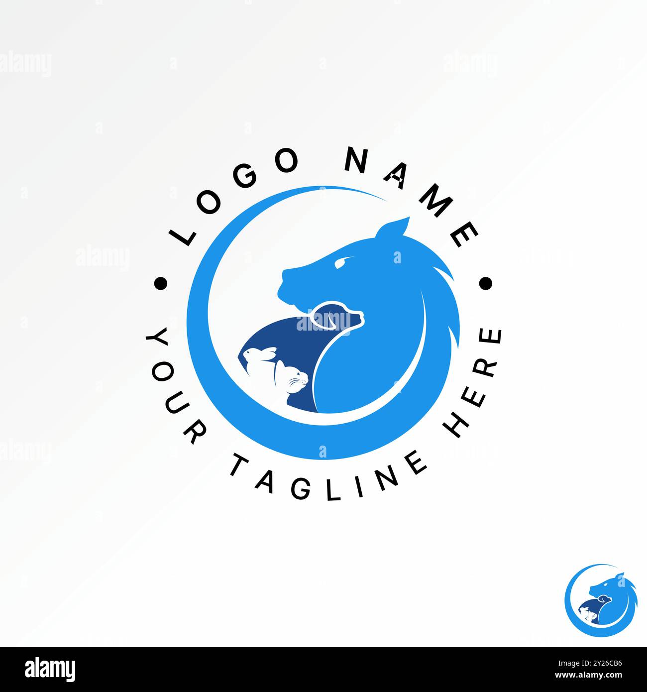 Conception de logo concept graphique créatif premium vector stock abstrait bétail animaux de ferme animaux cheval, chien, lapin lièvre, chat. Mammifères de faune zoologique apparentés Illustration de Vecteur