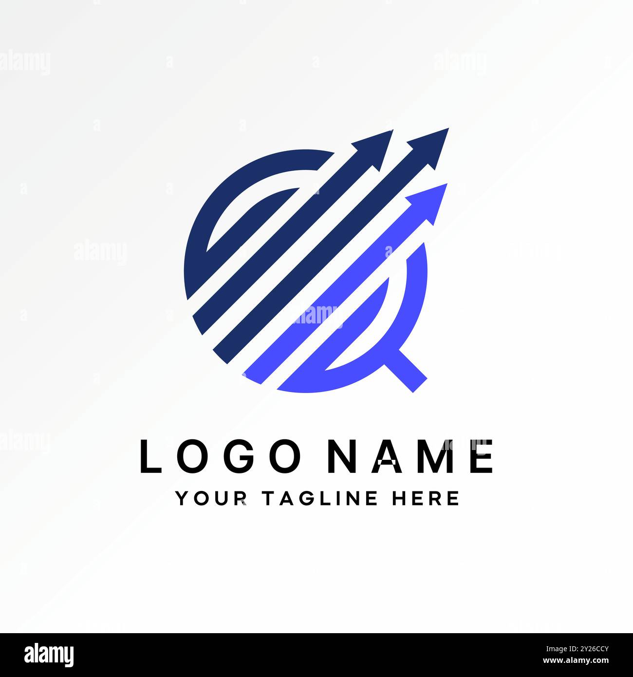 Conception de logo concept graphique créatif premium vecteur stock initial ligne Q police avec trois flèches tranding augmentation liée à la marque de typographie monogramme Illustration de Vecteur