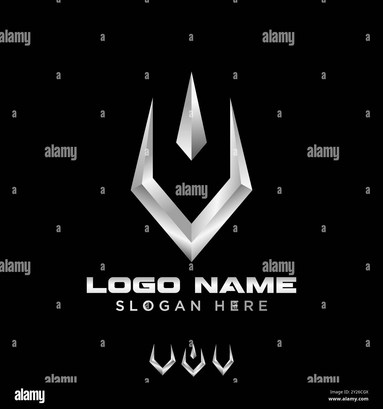 Conception de logo concept graphique créatif abstrait premium vector stock initial V font acier inoxydable comme couronne. Lié à la marque de typographie monogramme Illustration de Vecteur