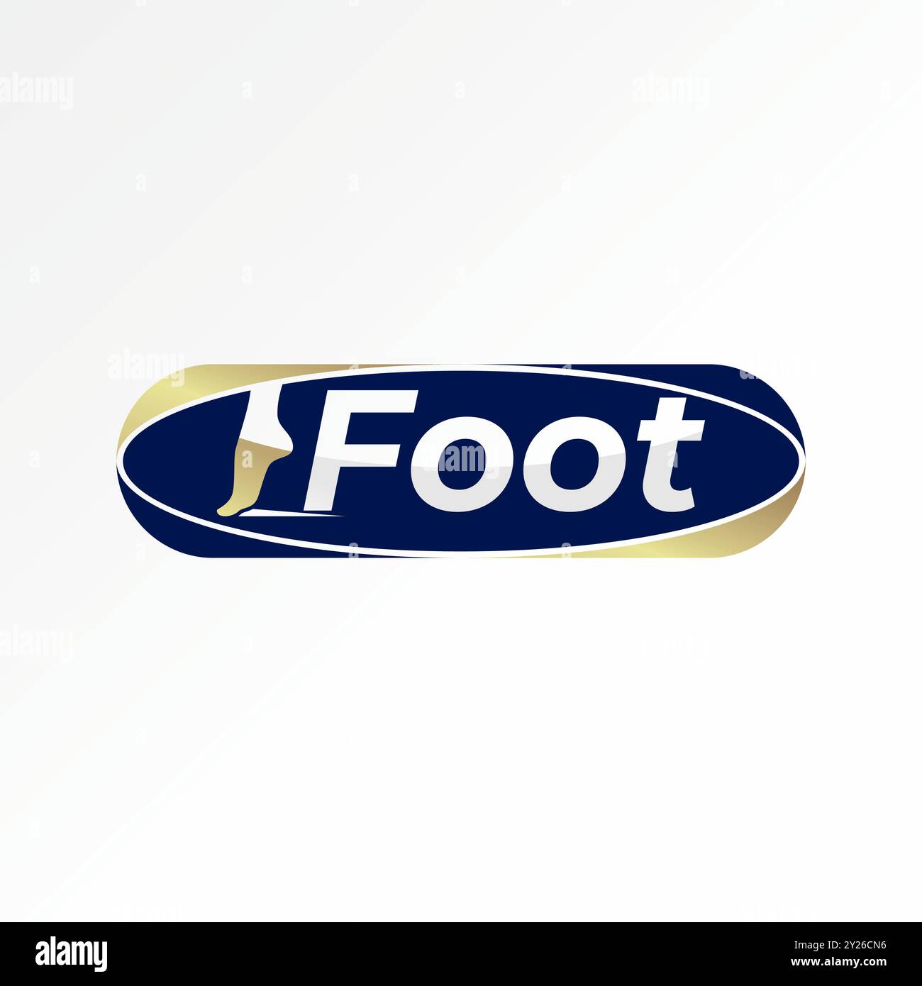 Conception de logo concept graphique abstrait créatif premium vecteur stock Word texte pied pieds font sur ellipse woosh relié monogramme clinique de soins de santé imprimé Illustration de Vecteur