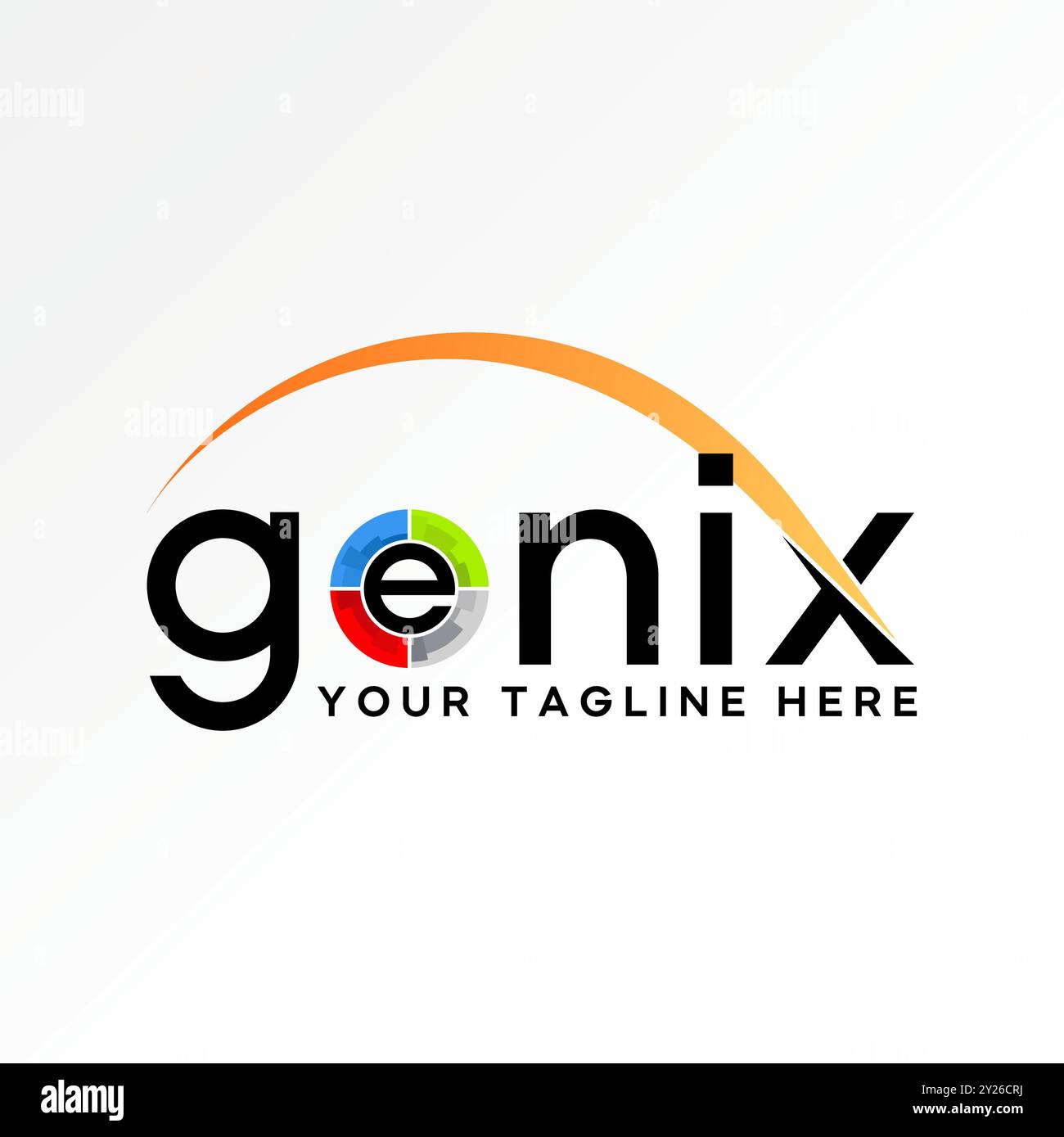 Conception de logo concept graphique créatif premium vecteur stock initial O police données d'affaires performances pilotées dernier mot Genix. Génie de la typographie connexe Illustration de Vecteur