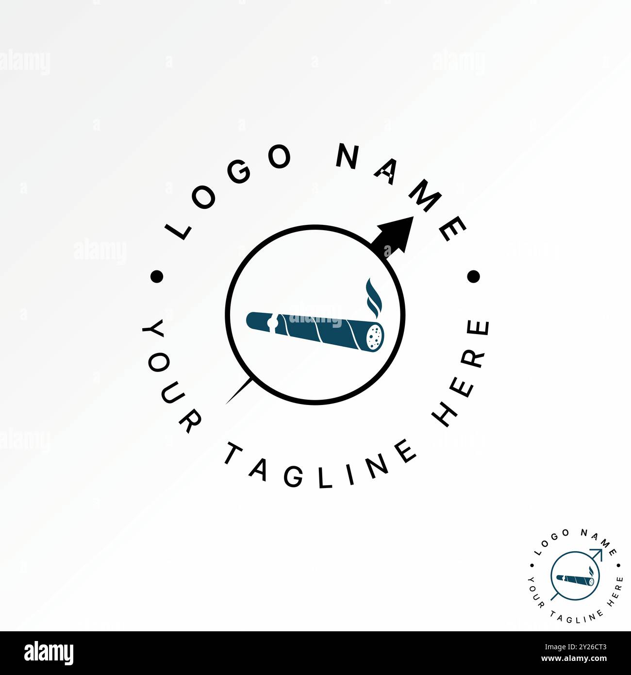 Logo design concept graphique abstrait créatif premium vecteur stock cigare cigarette fumeur herbe mâle flèche symbole. Lié à gentlemen lifestyle mafia Illustration de Vecteur