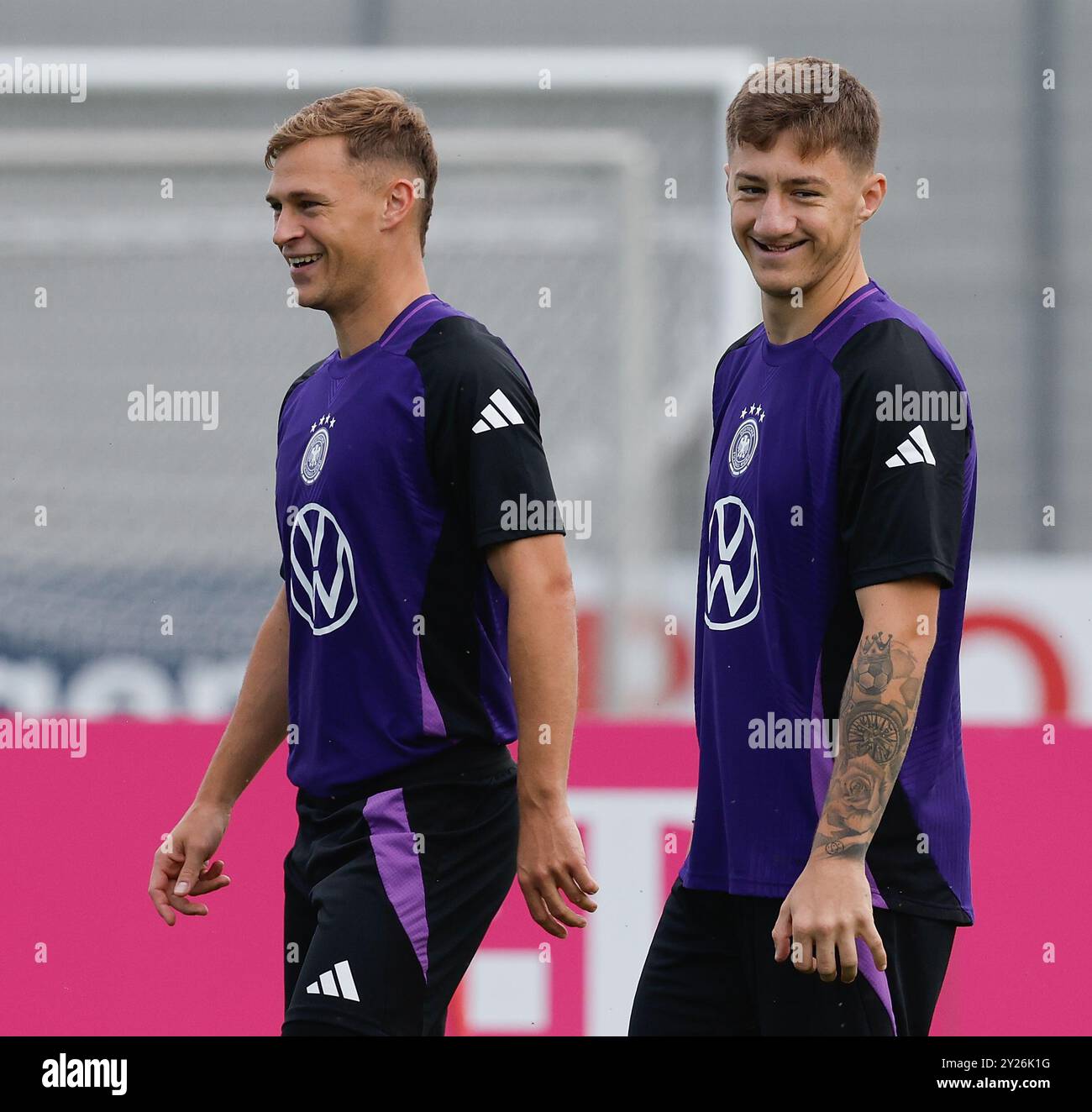 GER, Herzogenaurach, DFB, Football, entraînement et conférence de presse de l'équipe native allemande, Herzo base, 03 septembre 2024, allemagne, hommes, nations league f.le. Joshua Kimmich et Angelo Stiller, crédits de formation : HMB Media/Julien Becker/Alamy Archival Banque D'Images