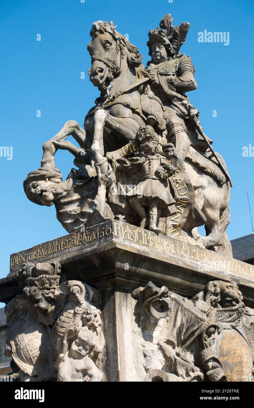 Fontaine Margrave Markgrafenbrunnen, détail, le nouveau château - Neues Schloss, Bayreuth Allemagne Bavière Banque D'Images