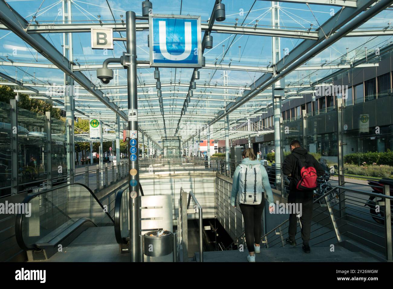 Aéroport de Nuremberg Nürnberg Allemagne Bavière Europe station de U-Bahn Banque D'Images