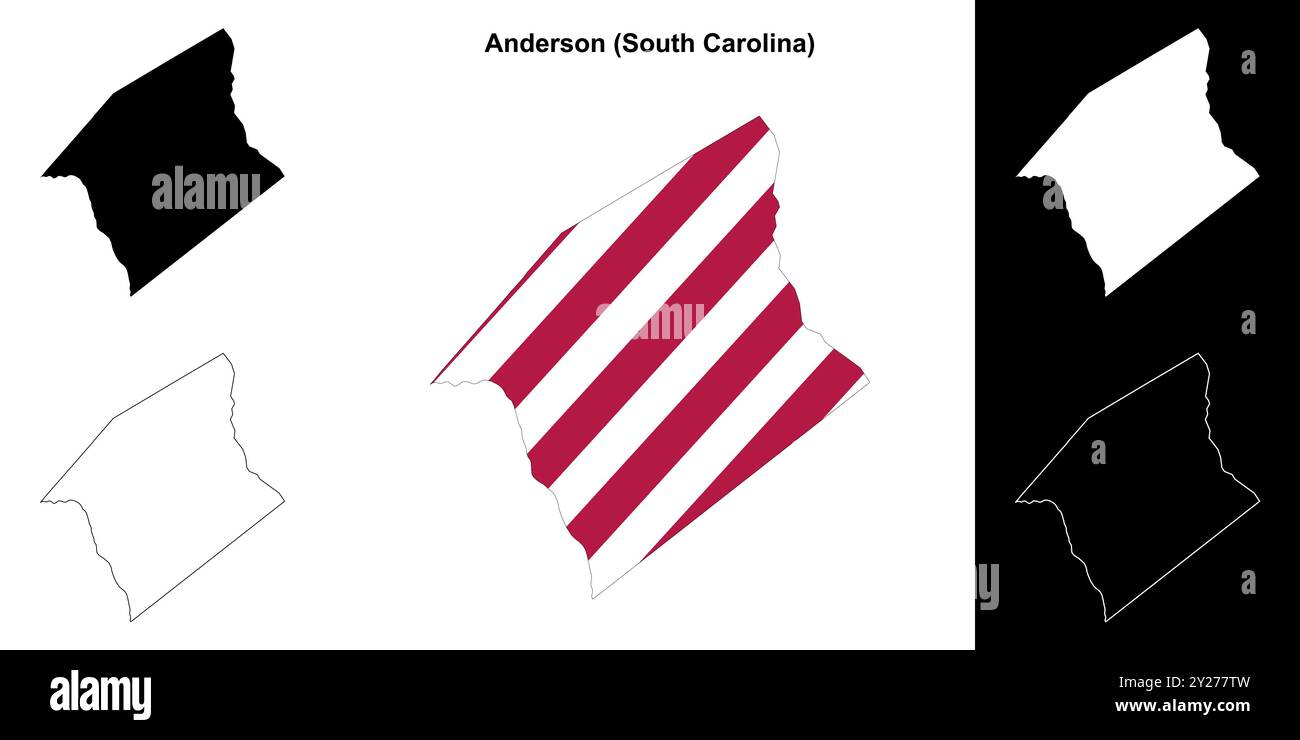 Anderson County (Caroline du Sud) ensemble de cartes de contour Illustration de Vecteur