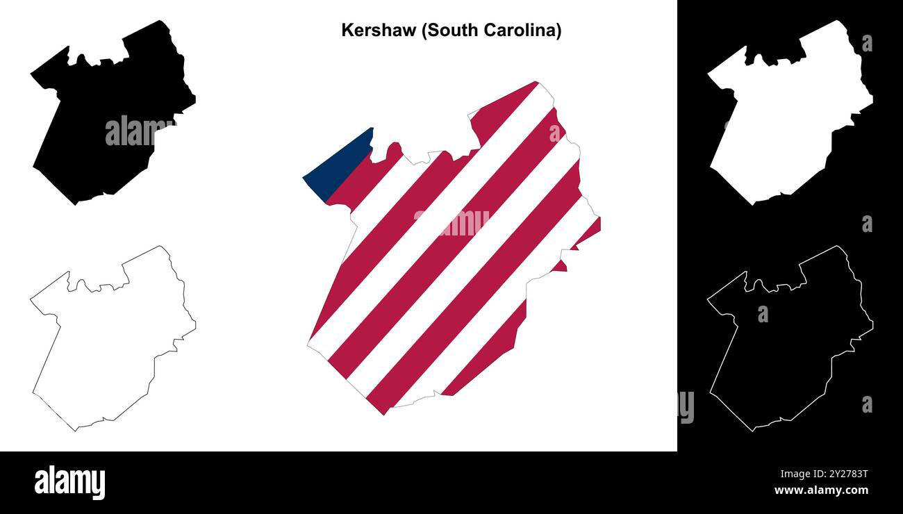 Kershaw County (Caroline du Sud) ensemble de cartes de contour Illustration de Vecteur