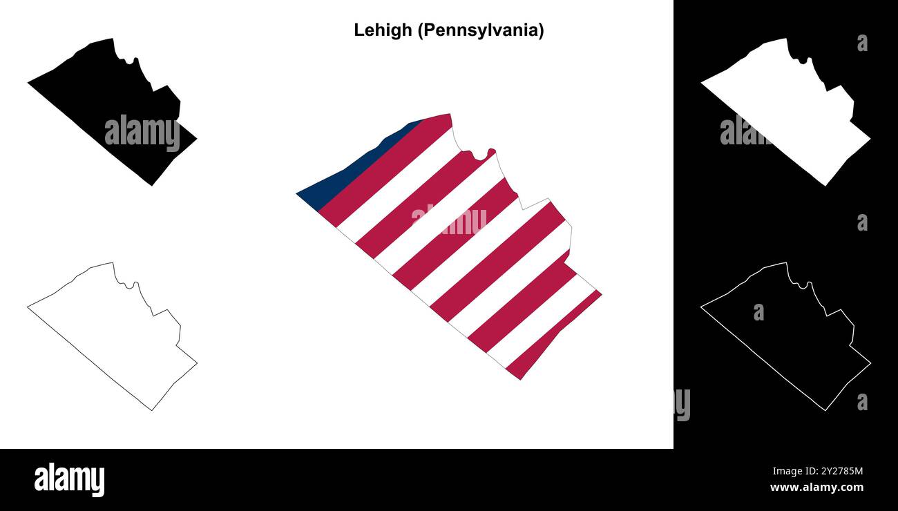 Jeu de cartes de contour du comté de Lehigh (Pennsylvanie) Illustration de Vecteur