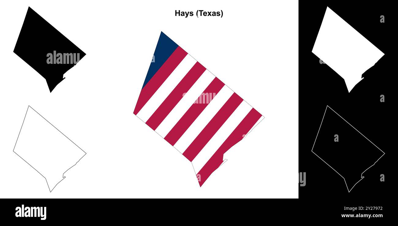 Ensemble de cartes de contour du comté de Hays (Texas) Illustration de Vecteur