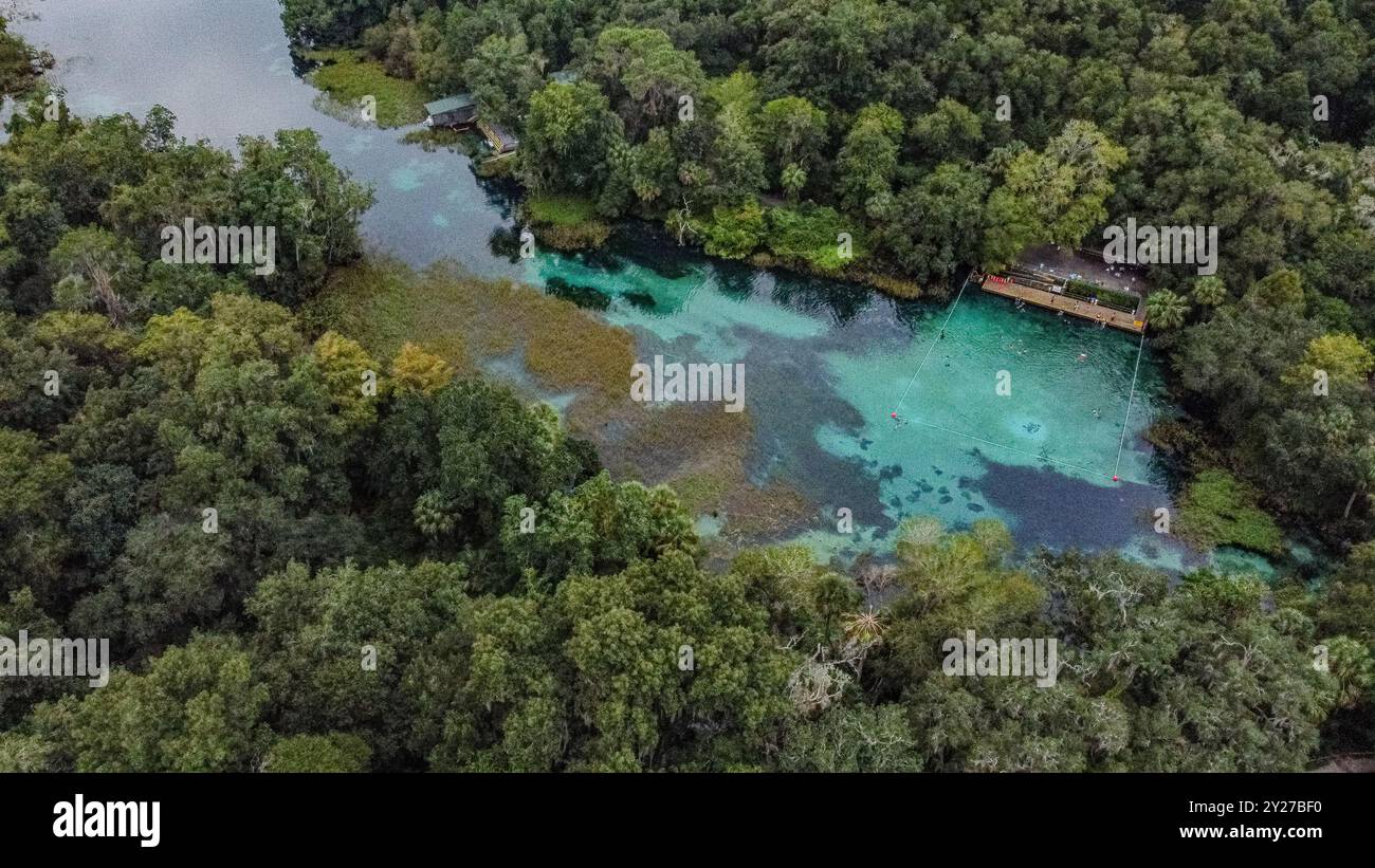 Vue aérienne de Rainbow Springs dans le centre nord de la Floride Banque D'Images