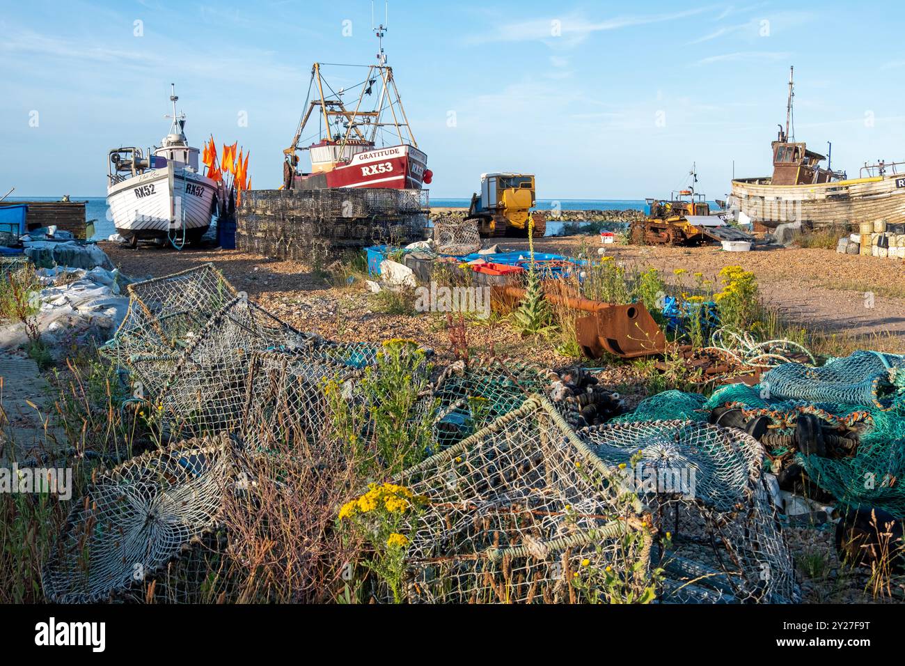 Hastings Fishing Boat Beach, East Sussex, Royaume-Uni Banque D'Images