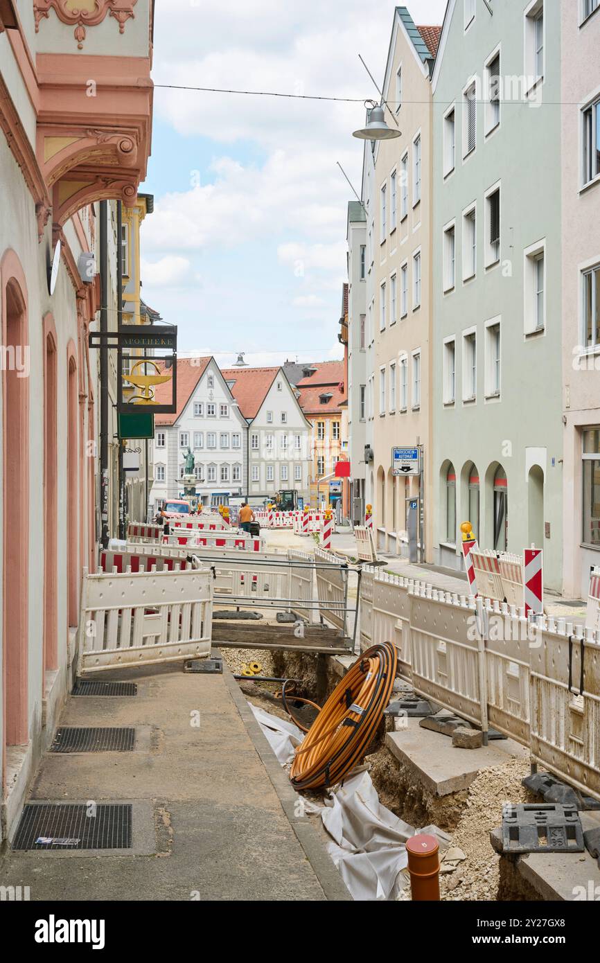 Glasfaserausbau in der historischen Innestadt von Eichstätt Banque D'Images