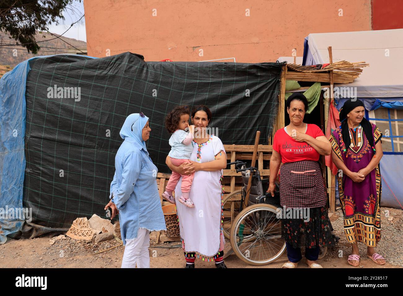 Premier anniversaire du tremblement de terre du 8 septembre 2023 au Maroc : un an après le tremblement de terre du 8 septembre 2023 au Maroc, les victimes de maisons détruisent Banque D'Images