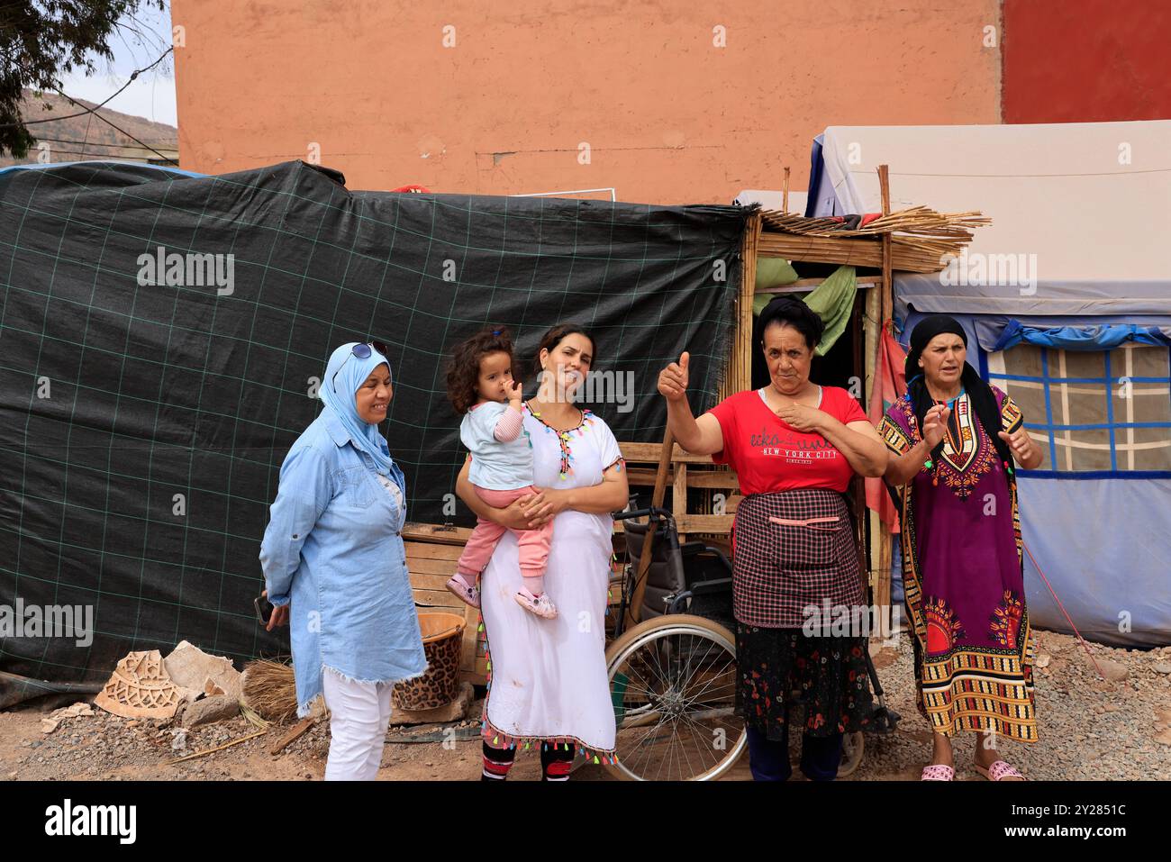 Premier anniversaire du tremblement de terre du 8 septembre 2023 au Maroc : un an après le tremblement de terre du 8 septembre 2023 au Maroc, les victimes de maisons détruisent Banque D'Images