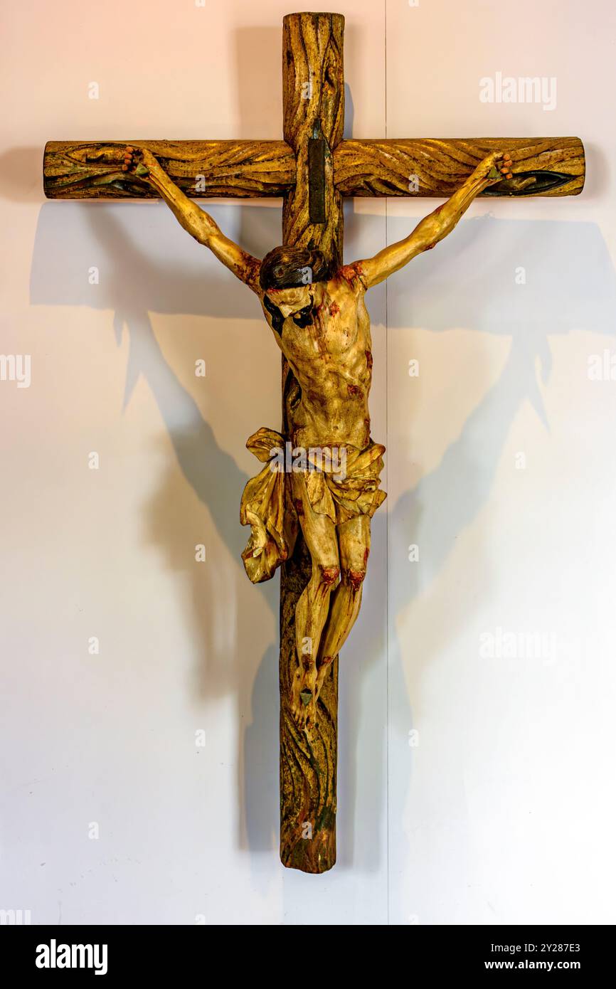 Sculpture baroque du XVIIIe siècle représentant le Christ crucifié à Olinda, au Brésil Banque D'Images