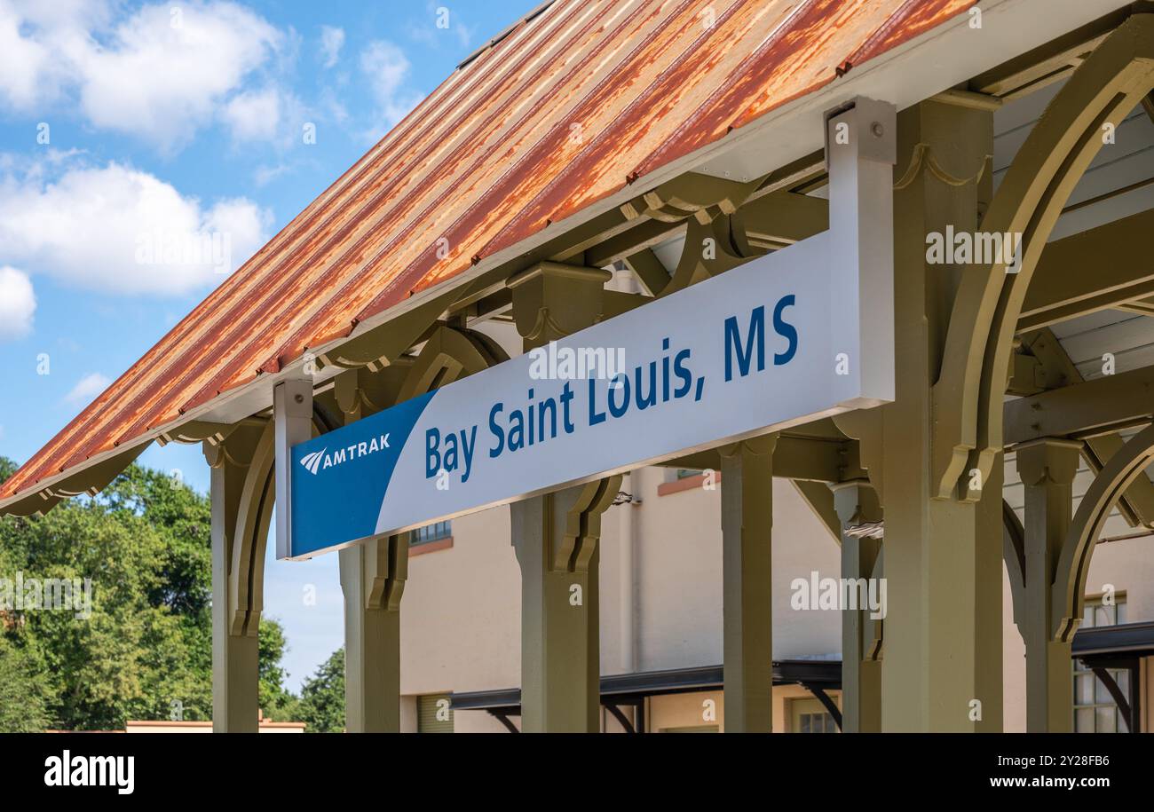 Bay St Louis, Mississippi Est un arrêt sur la route Amtrak restaurée de la côte du golfe de la Nouvelle-Orléans, LOUISIANE à Mobile, Alabama, le service devrait commencer début 2025. Banque D'Images