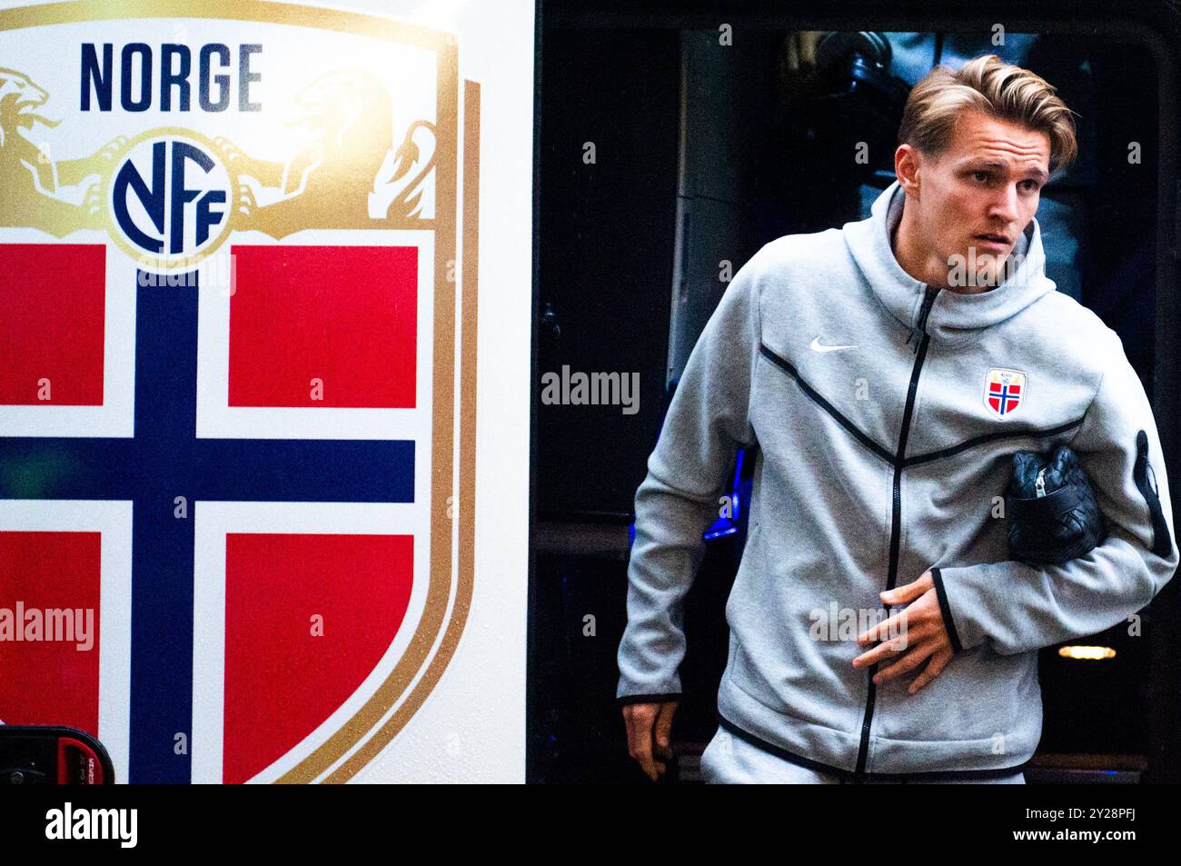 Oslo, Norvège. 09th Sep, 2024. Norvège Martin Odegaard avant le match de l'UEFA Nations League 2024/2025 Ligue B - Groupe 3 entre la Norvège et l'Autriche au stade Ullevaal le 9 septembre 2024 à Oslo, Norvège. Crédit : RTC FOTO/Alamy Live News Banque D'Images