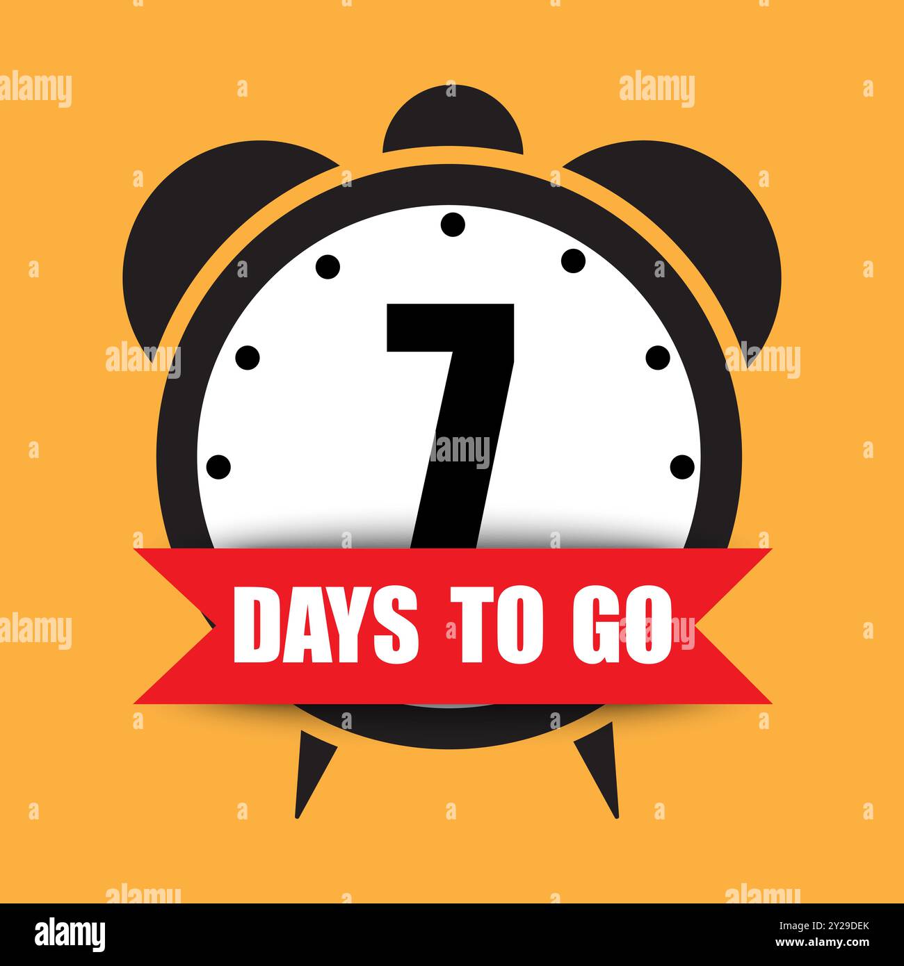 Illustration du compte à rebours. Numéro sept Focus. Texte gras 7 jours avant d'aller. Fond jaune vif. Illustration de Vecteur