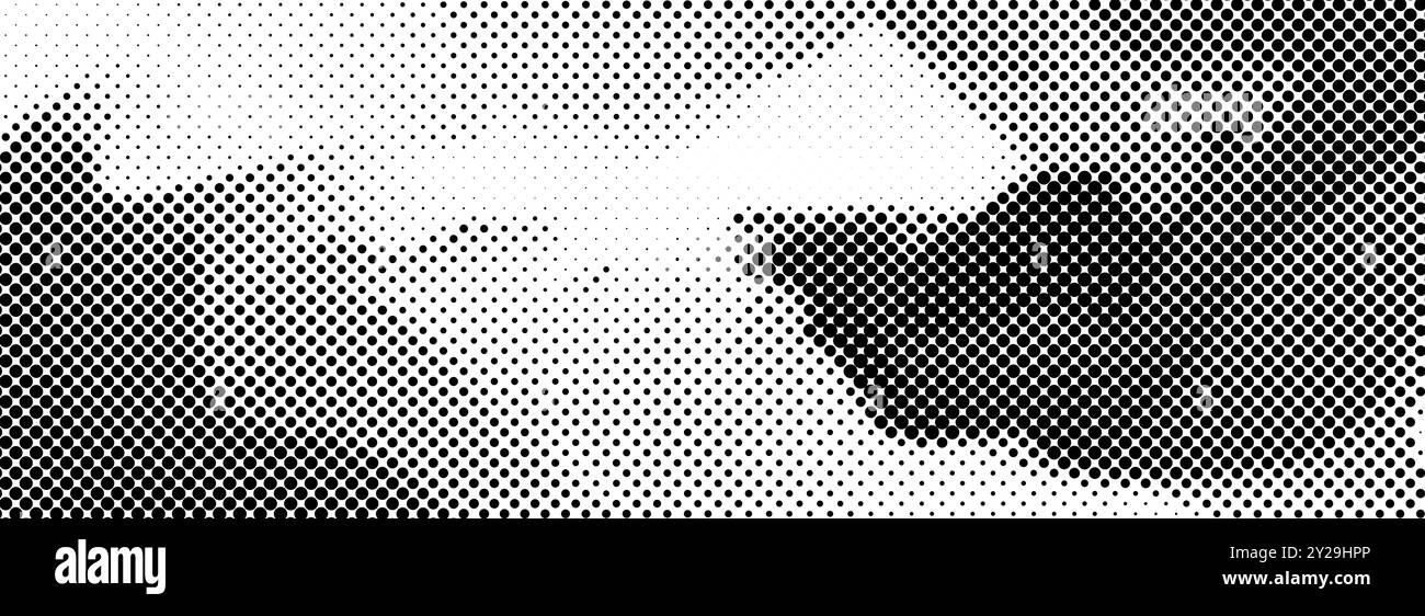 Texture de demi-ton déformée en pointillés abstraits. Fond de flux ondulé liquide ou fumé pixellisé. Motif de gradient d'onde grunge torsadée. Fond de bruit de trame rétro. Fond d'écran de superposition de style comique vectoriel Illustration de Vecteur