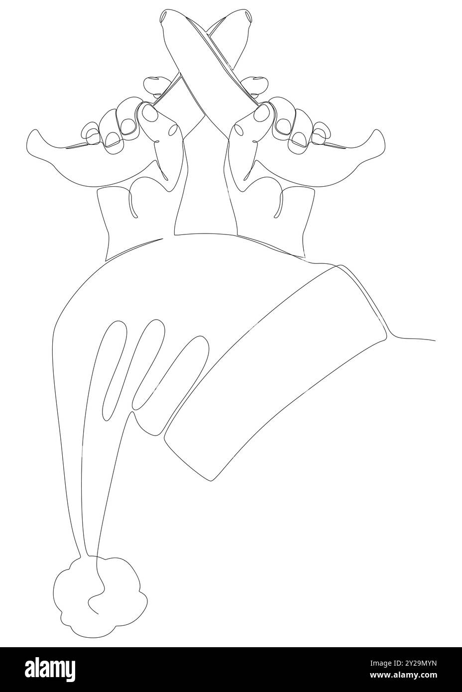 Une ligne continue de chapeau de Père Noël avec banane. Concept vectoriel d'illustration de ligne mince. Contour Drawing idées créatives. Illustration de Vecteur