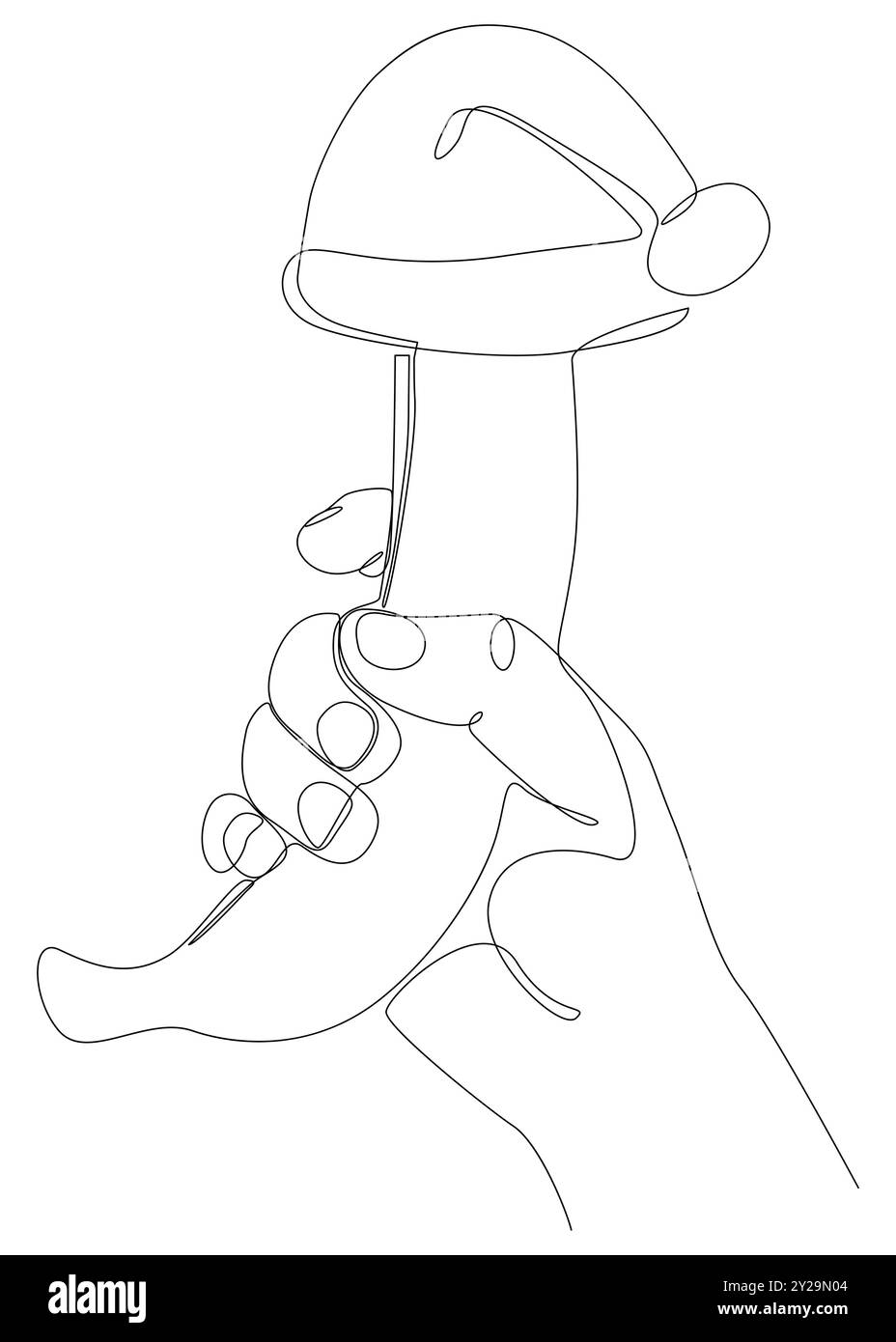 Une ligne continue de chapeau de Père Noël avec banane. Concept vectoriel d'illustration de ligne mince. Contour Drawing idées créatives. Illustration de Vecteur