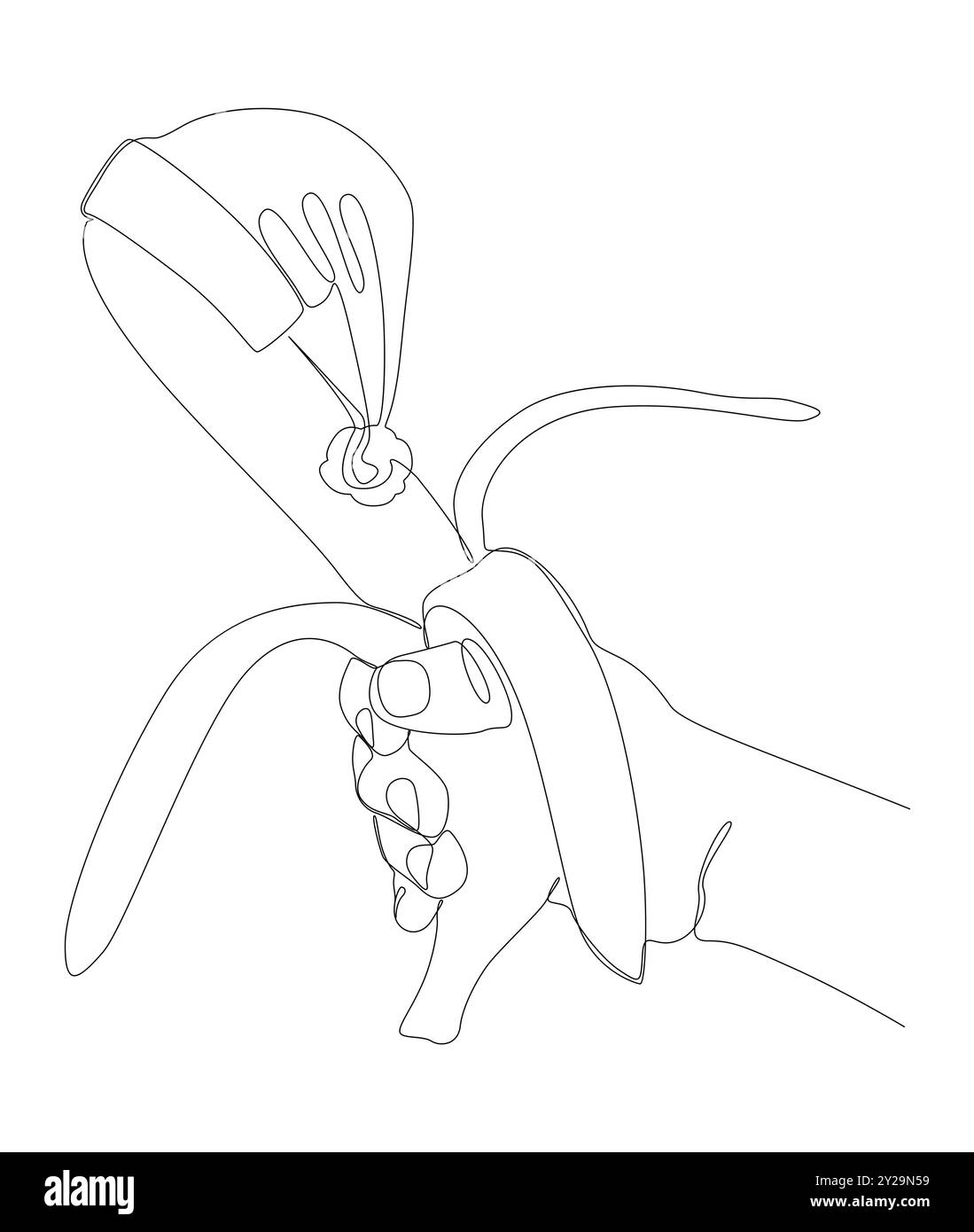 Une ligne continue de chapeau de Père Noël avec banane. Concept vectoriel d'illustration de ligne mince. Contour Drawing idées créatives. Illustration de Vecteur