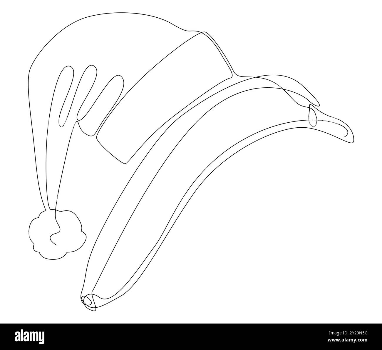 Une ligne continue de chapeau de Père Noël avec banane. Concept vectoriel d'illustration de ligne mince. Contour Drawing idées créatives. Illustration de Vecteur