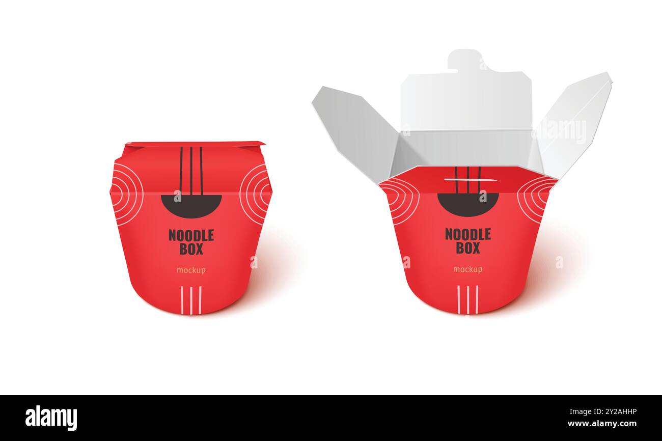 Forfait repas chinois rouge à emporter. Maquette de boîte à nouilles. Modèle papier à emporter pour la livraison du wok depuis le restaurant. Emballage de sacs de pâtes ouverts. Conception en carton réaliste pour le vecteur de transport de repas d'asie Illustration de Vecteur Forfait repas chinois rouge à emporter. Maquette de boîte à nouilles. Modèle papier à emporter pour la livraison du wok depuis le restaurant. Emballage de sacs de pâtes ouverts. Conception en carton réaliste pour le vecteur de transport de repas d'asie Illustration de Vecteur