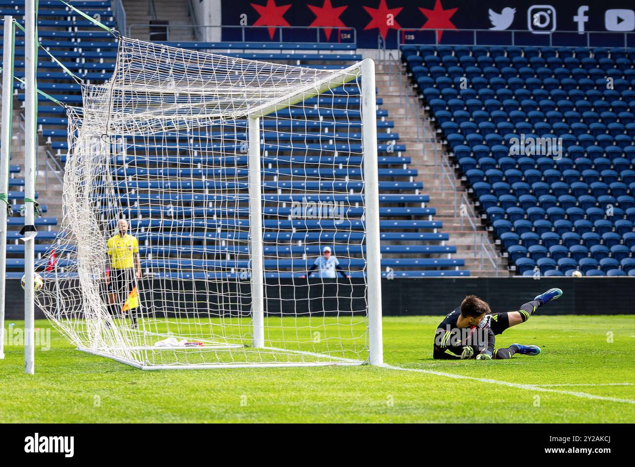 Bridgeview, États-Unis. 08 septembre 2024. Jeff Gal (25 ans) du Chicago Fire FC II en action lors du match de football MLS NextPro entre Chicago Fire FC II et FC Cincinnati II au SeatGeek Stadium. Score final : Chicago Fire FC II 1:1 FC Cincinnati II crédit : SOPA images Limited/Alamy Live News Banque D'Images