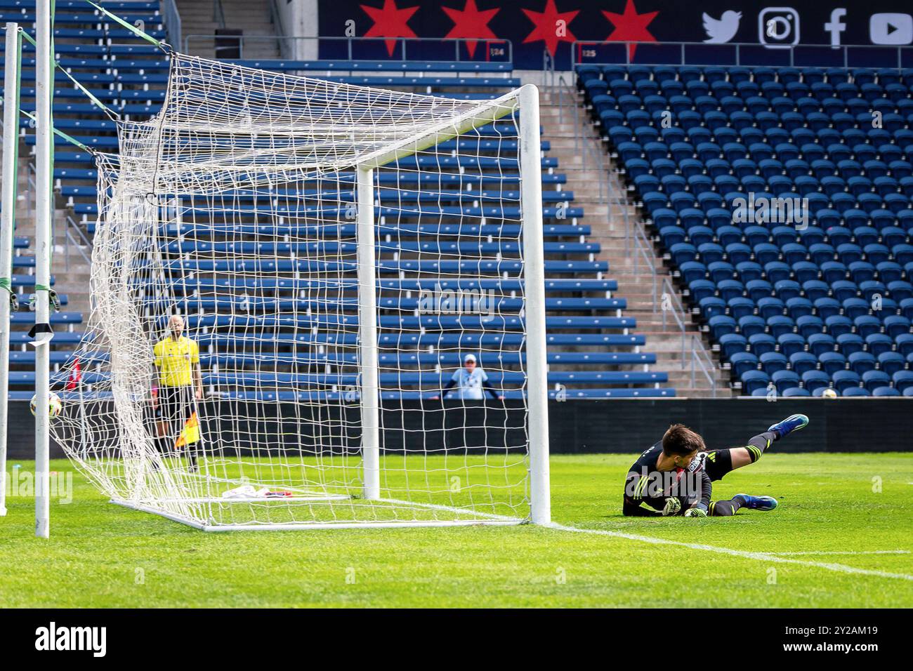 Bridgeview, États-Unis. 08 septembre 2024. Jeff Gal (25 ans) du Chicago Fire FC II en action lors du match de football MLS NextPro entre Chicago Fire FC II et FC Cincinnati II au SeatGeek Stadium. Score final : Chicago Fire FC II 1:1 FC Cincinnati II (photo Raj Chavda/SOPA images/Sipa USA) crédit : Sipa USA/Alamy Live News Banque D'Images