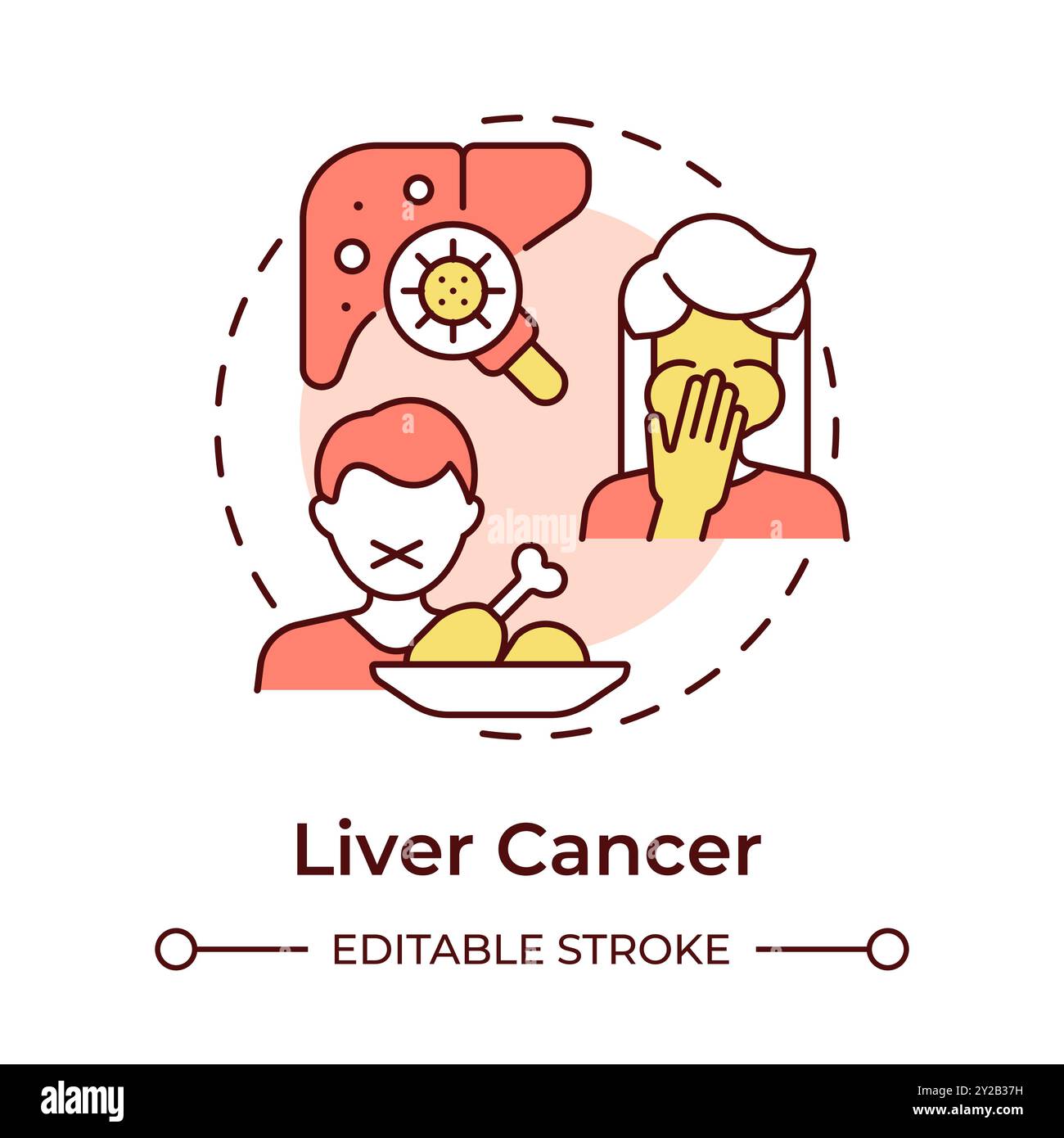 Icône multicolore du concept de cancer du foie Illustration de Vecteur