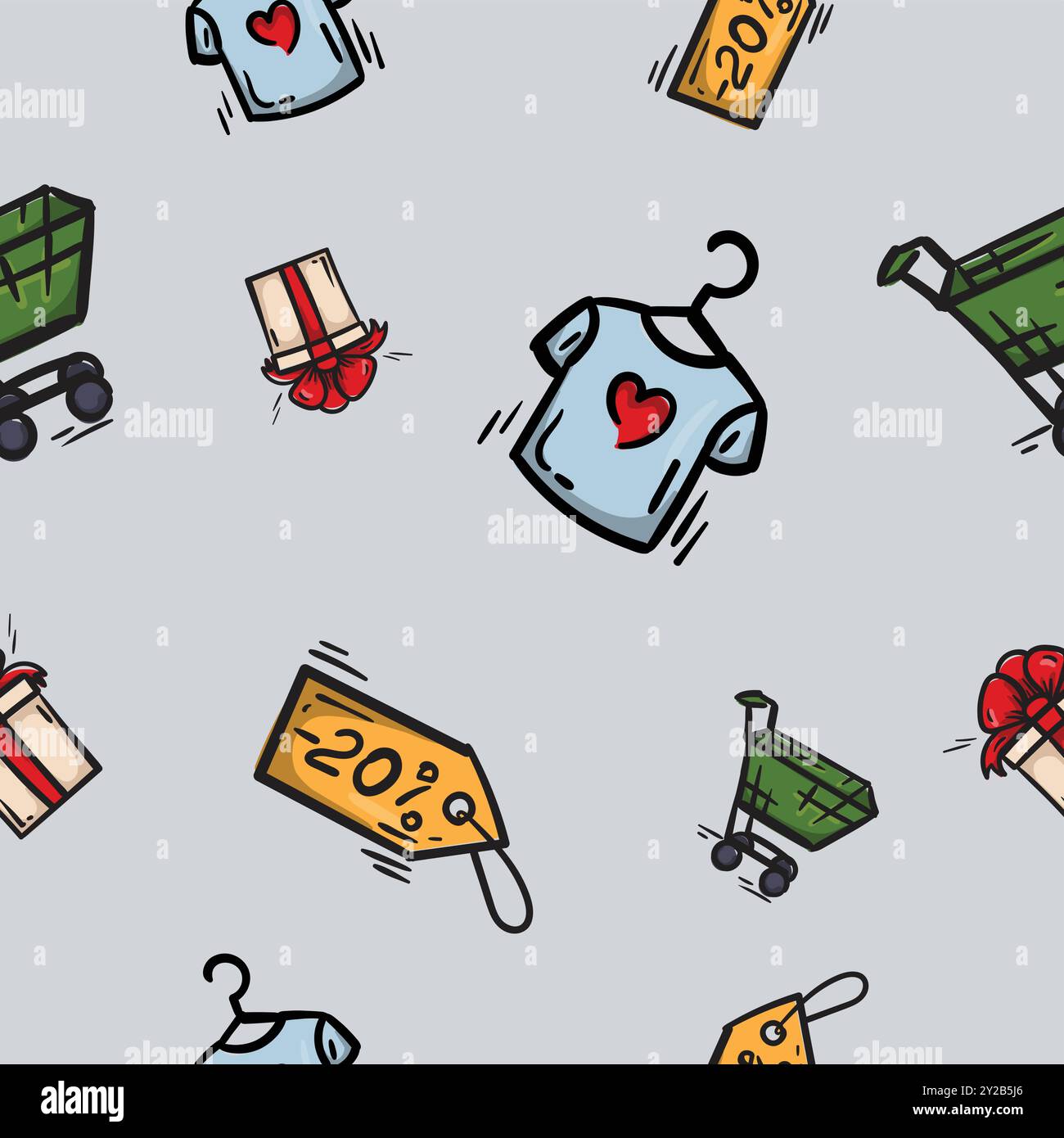 Modèle transparent vectoriel simple avec shopping, vendredi noir, éléments de promotions. Signes, symboles de vente, cadeaux, shopping Illustration de Vecteur