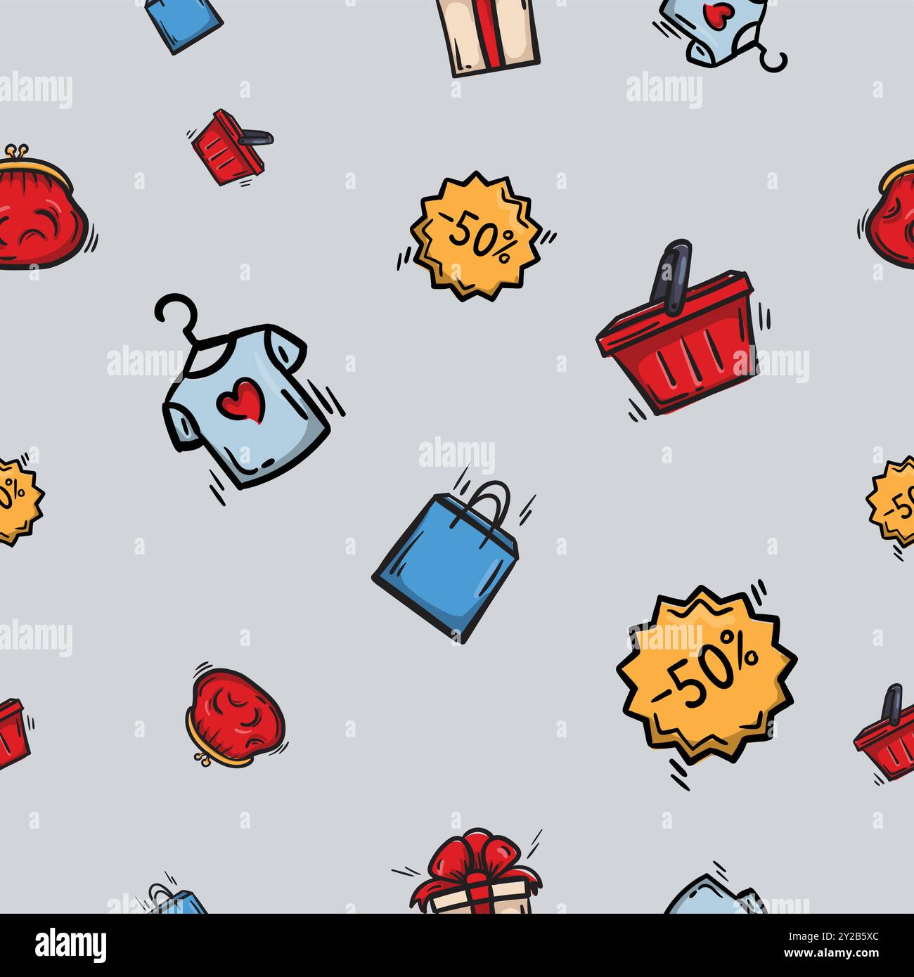 Modèle transparent vectoriel simple lié au shopping, au vendredi noir, aux promotions et aux ventes. Arrière-plan sans fin pour les tirages Illustration de Vecteur