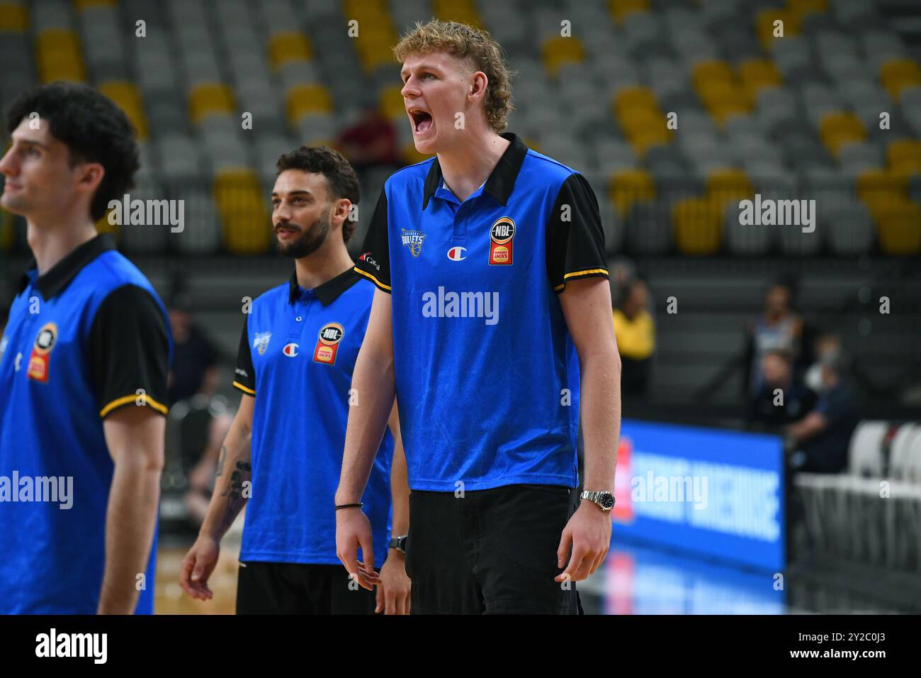 Gold Coast, Australie. 10 septembre 2024. Rocco Zikarsky des Bullets regarde pendant le match NBL Blitz entre les Brisbane Bullets et le Melbourne United au Gold Coast Sports & Leisure Centre mardi 10 septembre 2024. (AAP image/Jono Searle) PAS D'ARCHIVAGE, USAGE ÉDITORIAL UNIQUEMENT crédit : Australian Associated Press/Alamy Live News Banque D'Images