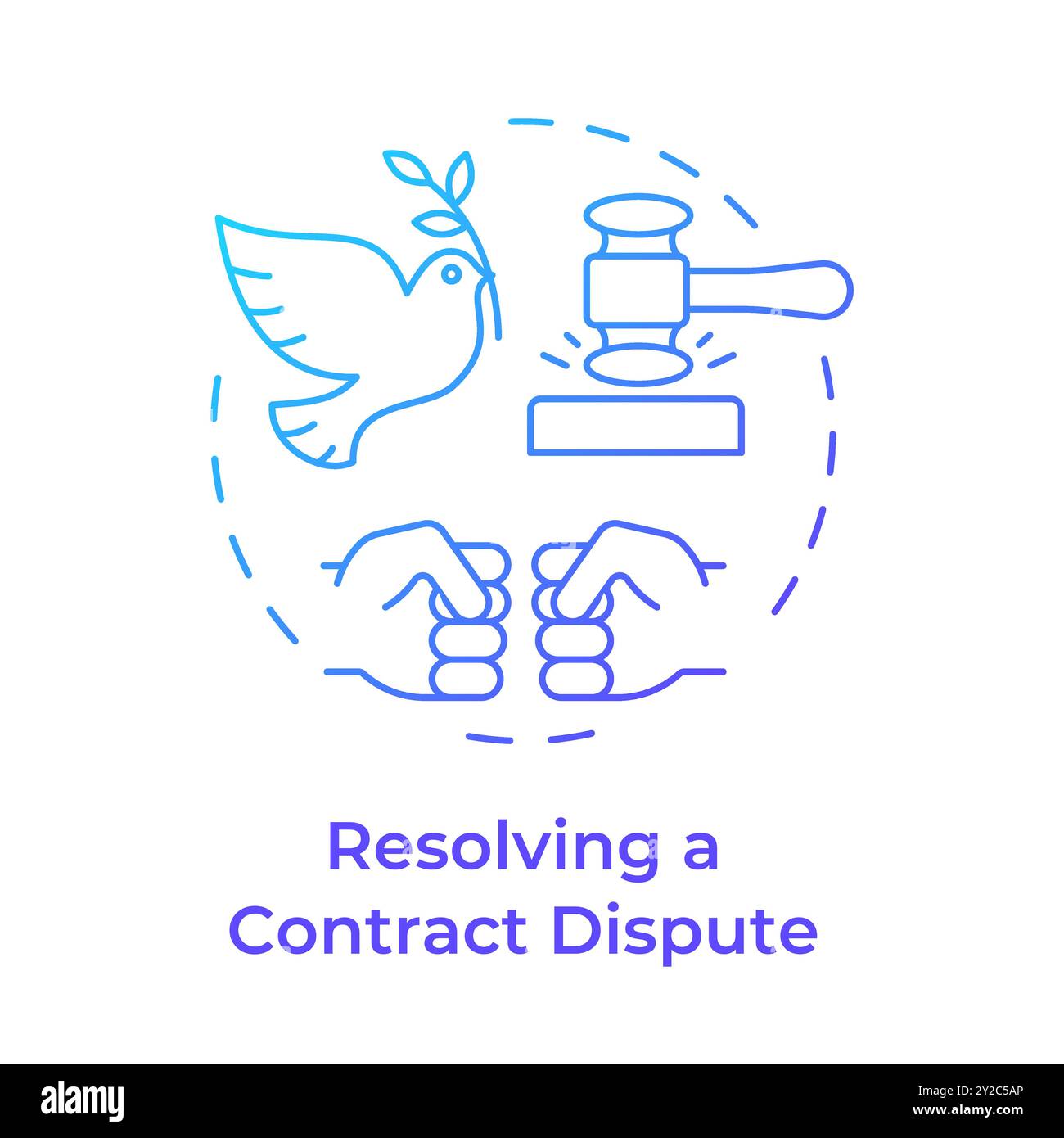 Icône de concept de dégradé bleu de résolution de litige de contrat Illustration de Vecteur