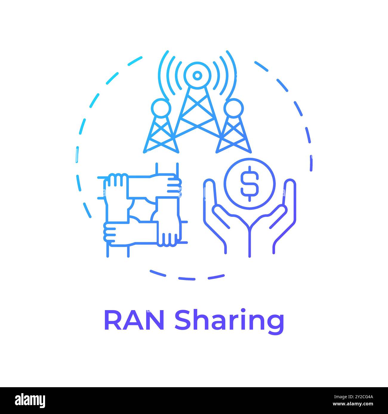 Icône de concept de dégradé bleu de partage de RAN Illustration de Vecteur