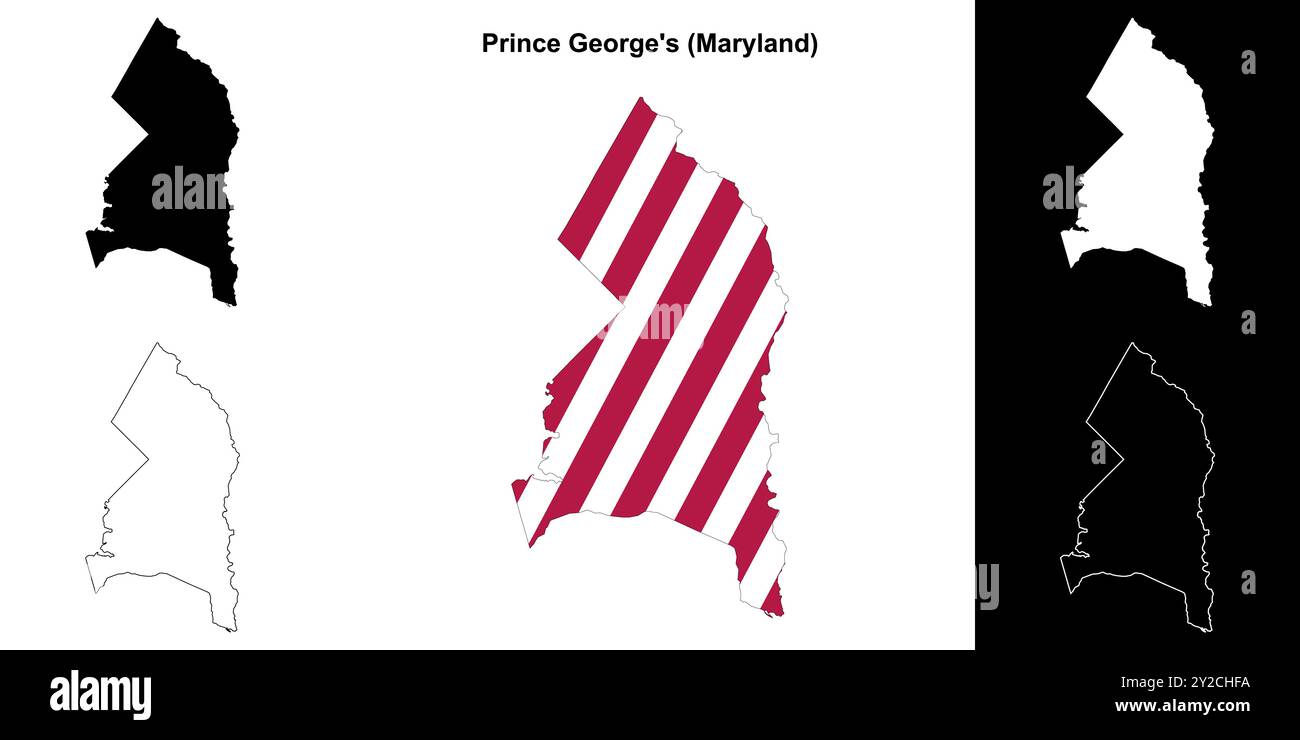 Ensemble de cartes du comté de Prince Georges (Maryland) Illustration de Vecteur