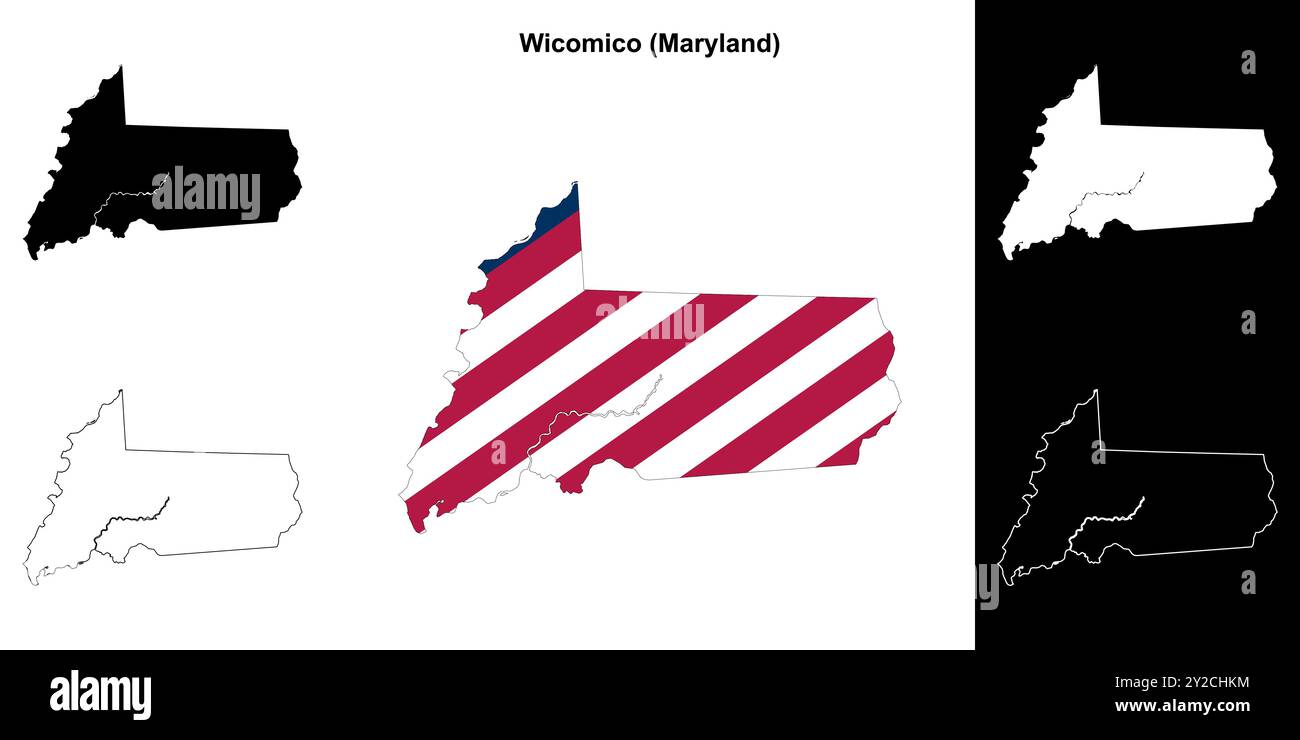 Ensemble de cartes du comté de Wicomico (Maryland) Illustration de Vecteur