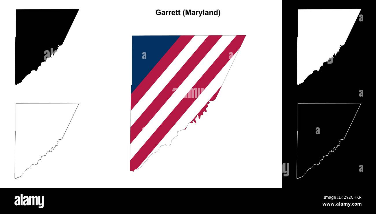 Ensemble de cartes du comté de Garrett (Maryland) Illustration de Vecteur