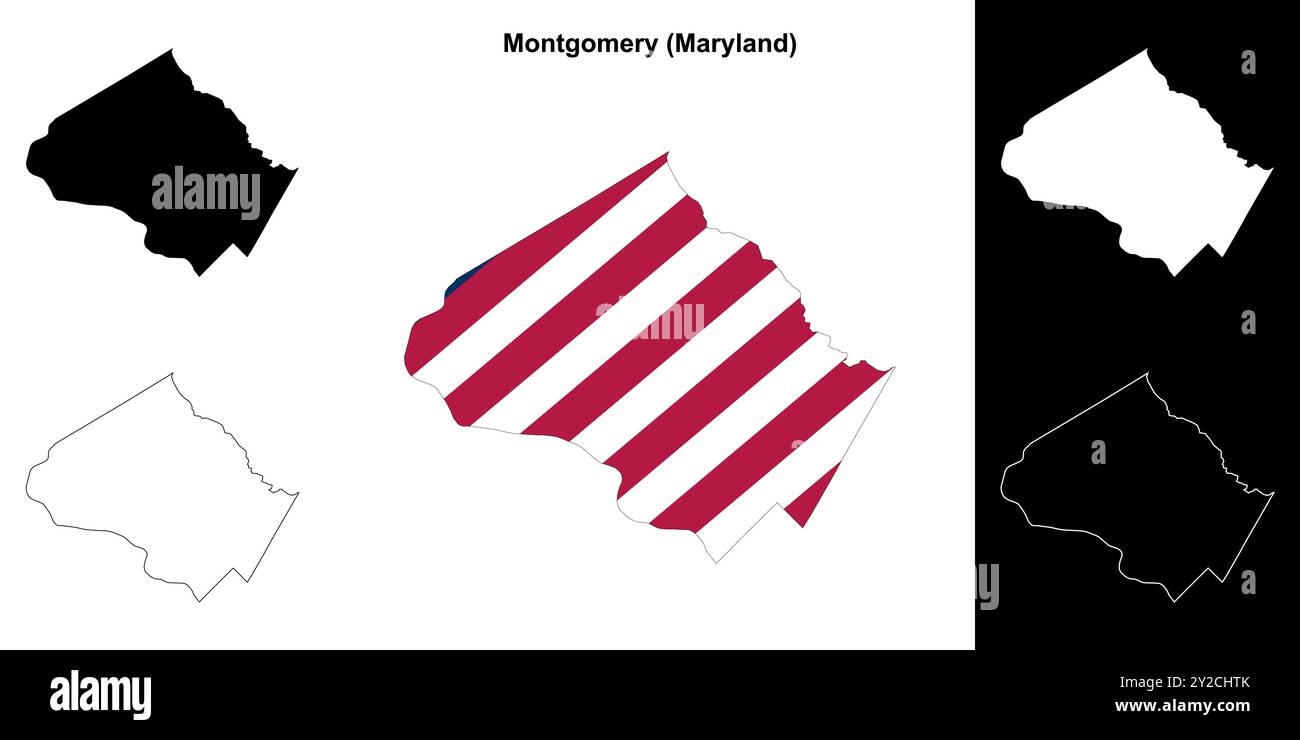 Ensemble de cartes du comté de Montgomery (Maryland) Illustration de Vecteur