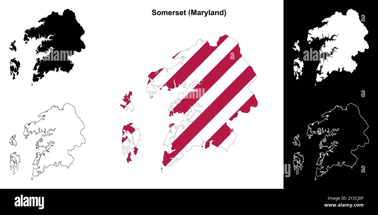 Ensemble de cartes du comté de Somerset (Maryland) Illustration de Vecteur