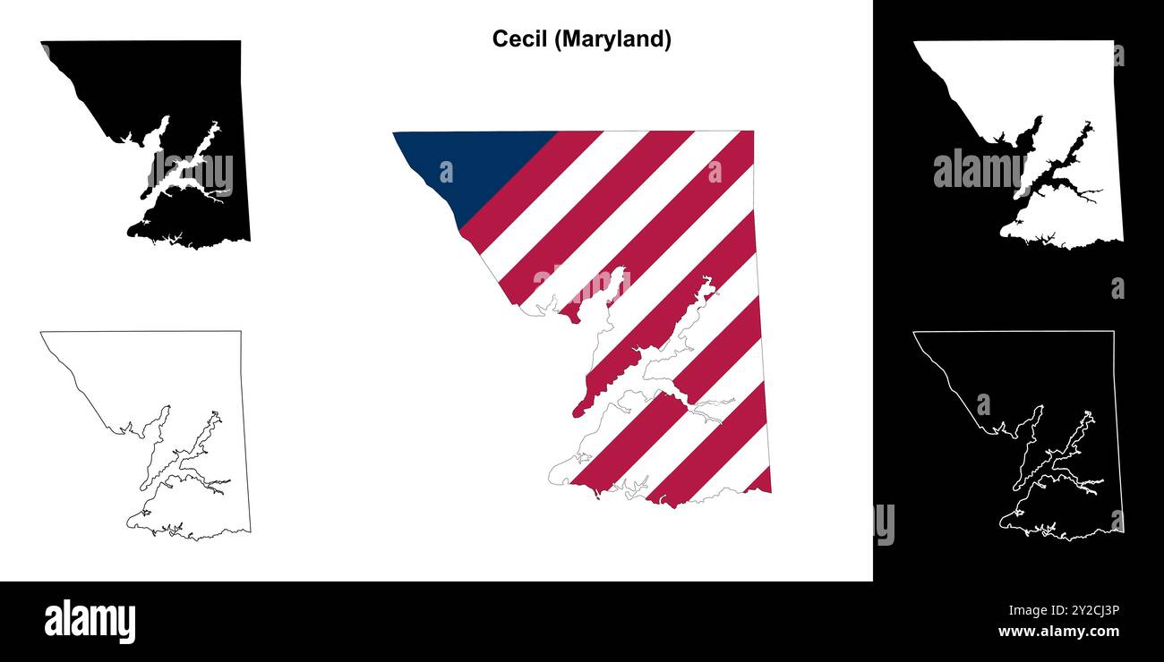 Ensemble de cartes de contour du comté de Cecil (Maryland) Illustration de Vecteur