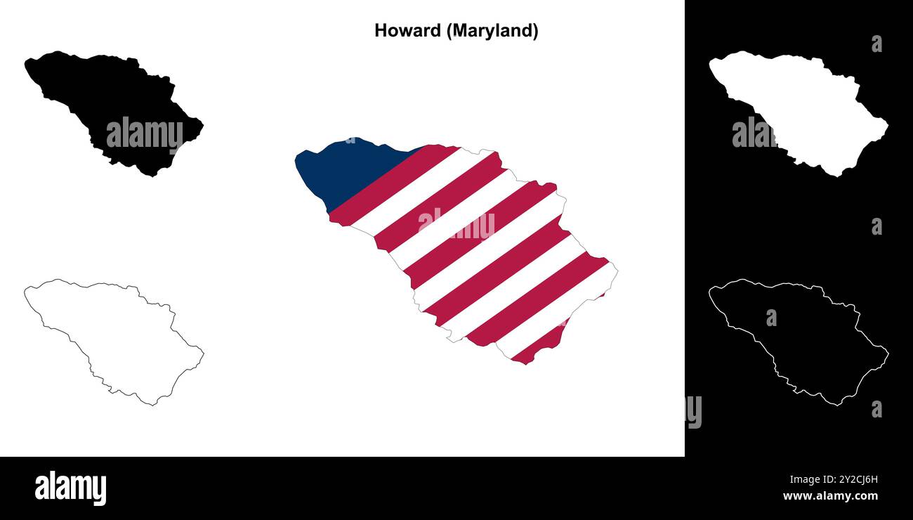 Howard County (Maryland) ensemble de cartes de contour Illustration de Vecteur