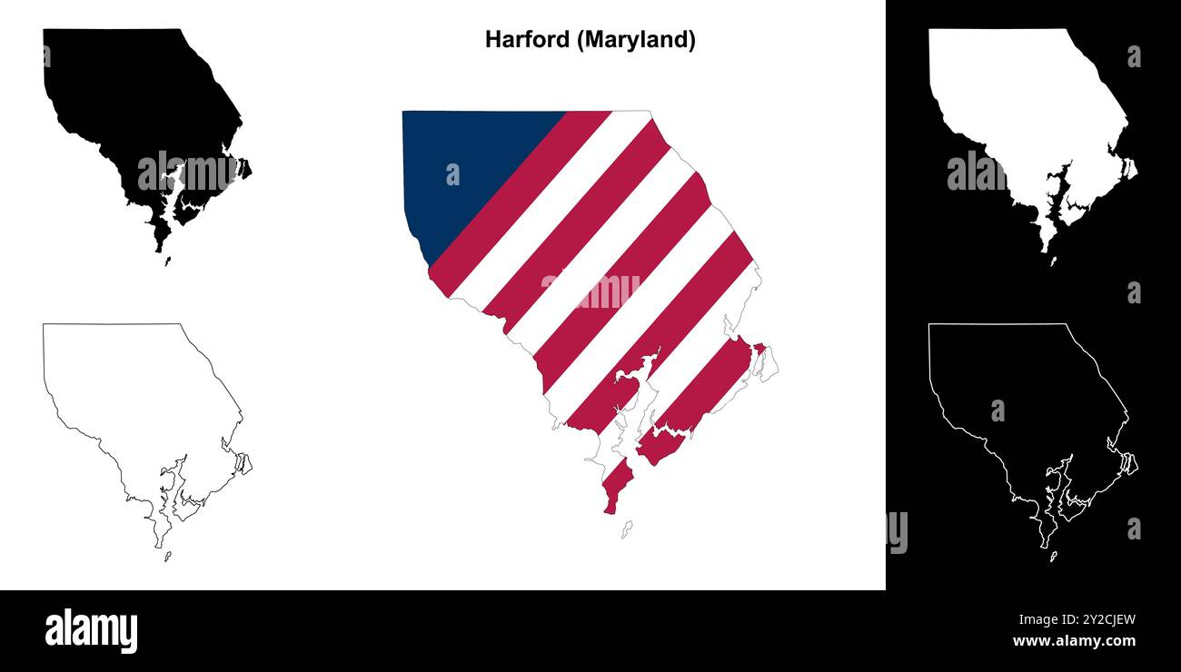 Harford County (Maryland) ensemble de cartes de contour Illustration de Vecteur