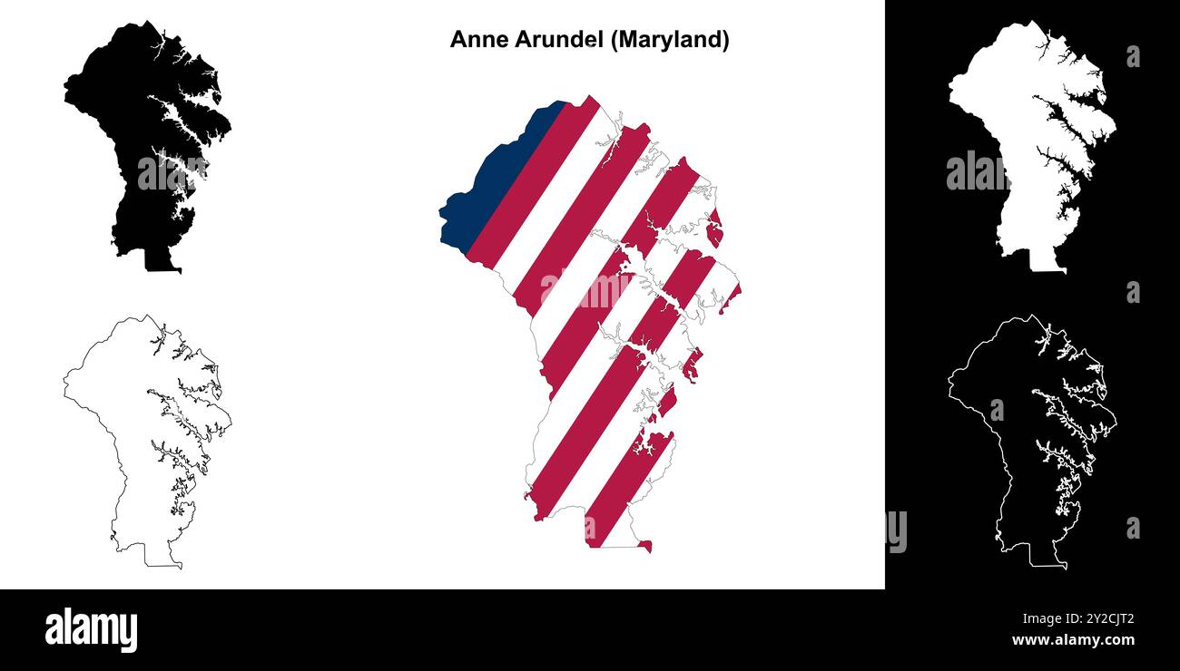 Anne Arundel County (Maryland) ensemble de cartes Illustration de Vecteur