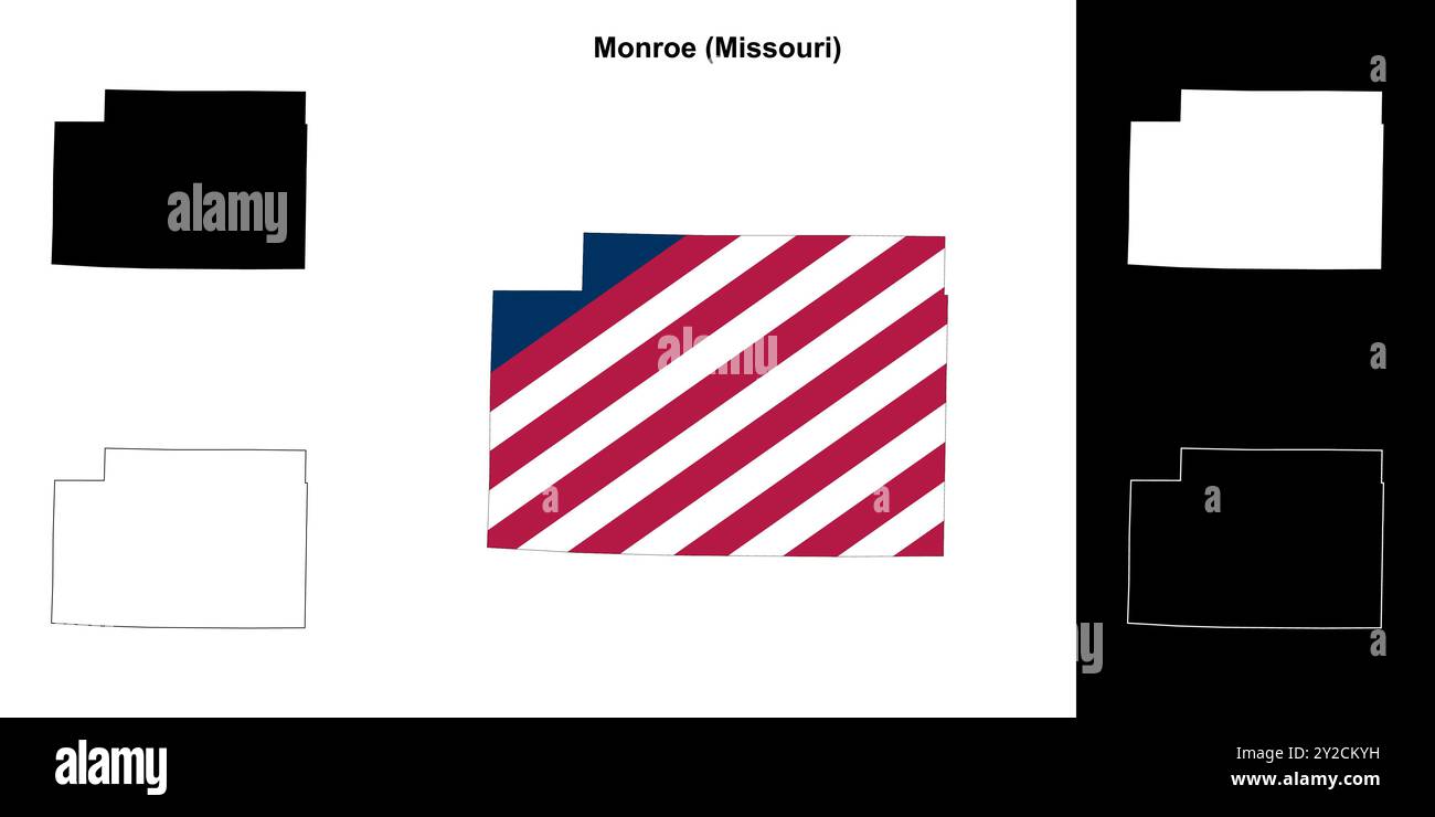 Ensemble de cartes du comté de Monroe (Missouri) Illustration de Vecteur