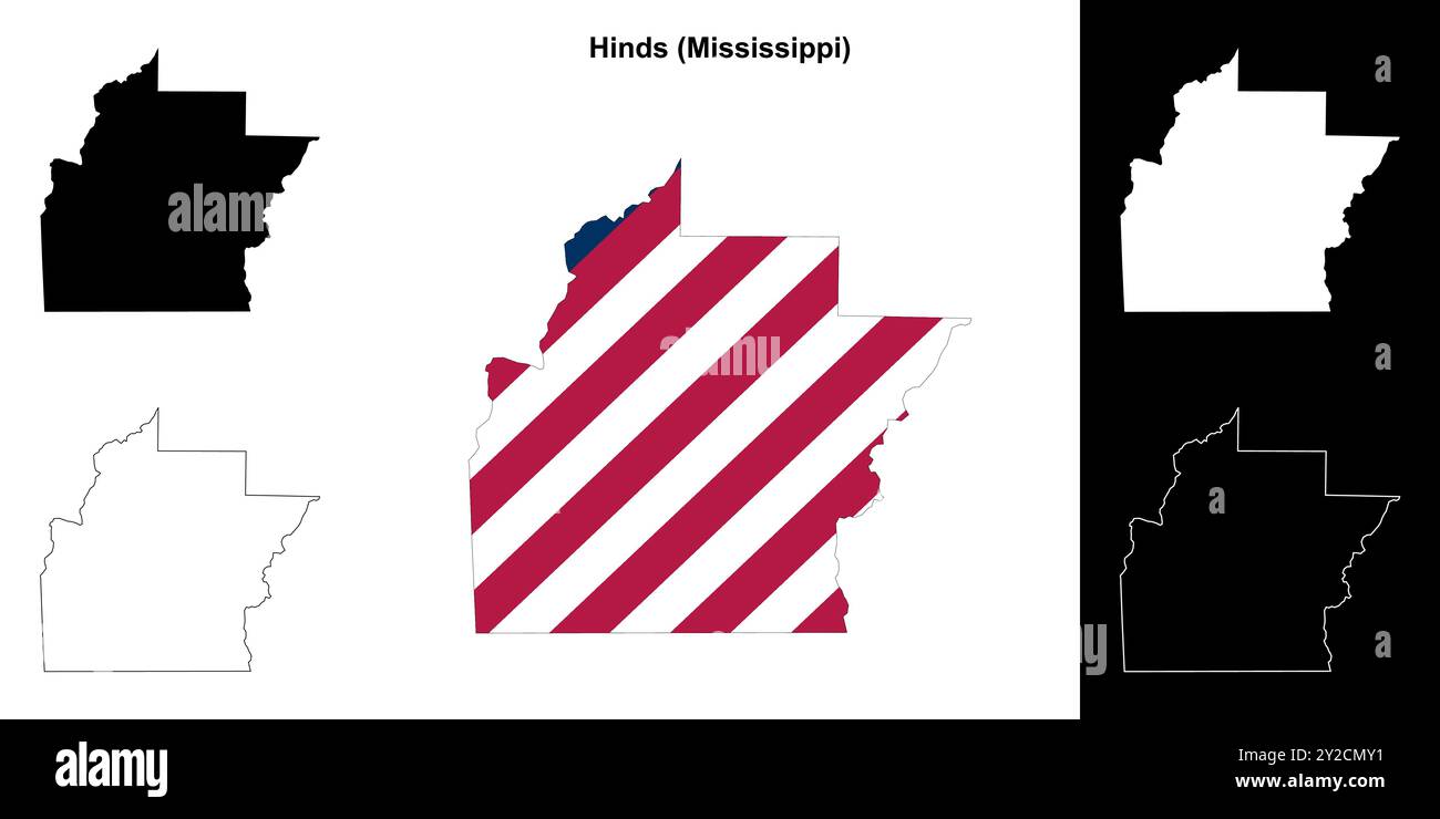 Ensemble de cartes de contour du comté de Hinds (Mississippi) Illustration de Vecteur