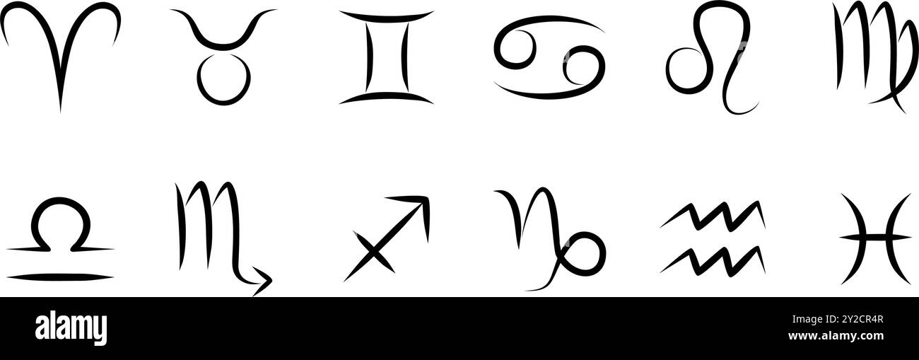 Le zodiaque signe pour la prévision de l'horoscope. Jeu d'icônes astrologiques minimales esthétiques vectorielles Illustration de Vecteur